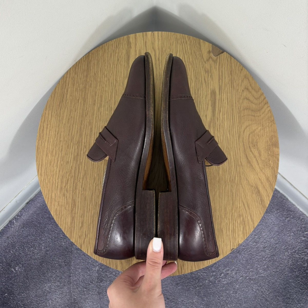 Gravati Gravati Vintage Men’s Burgundy Brown Leather Penny Loafers Size US 8.5 / EU 41-42 - 17 Thumbnail