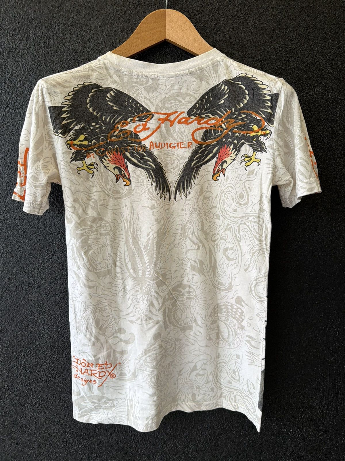 Ed Hardy × Glo Gang × Unknown London Rare Vintage AOP Y2K Ed Hardy "Death Before Dishonor" Eagle Size US XS / EU 42 / 0 - 3 Thumbnail