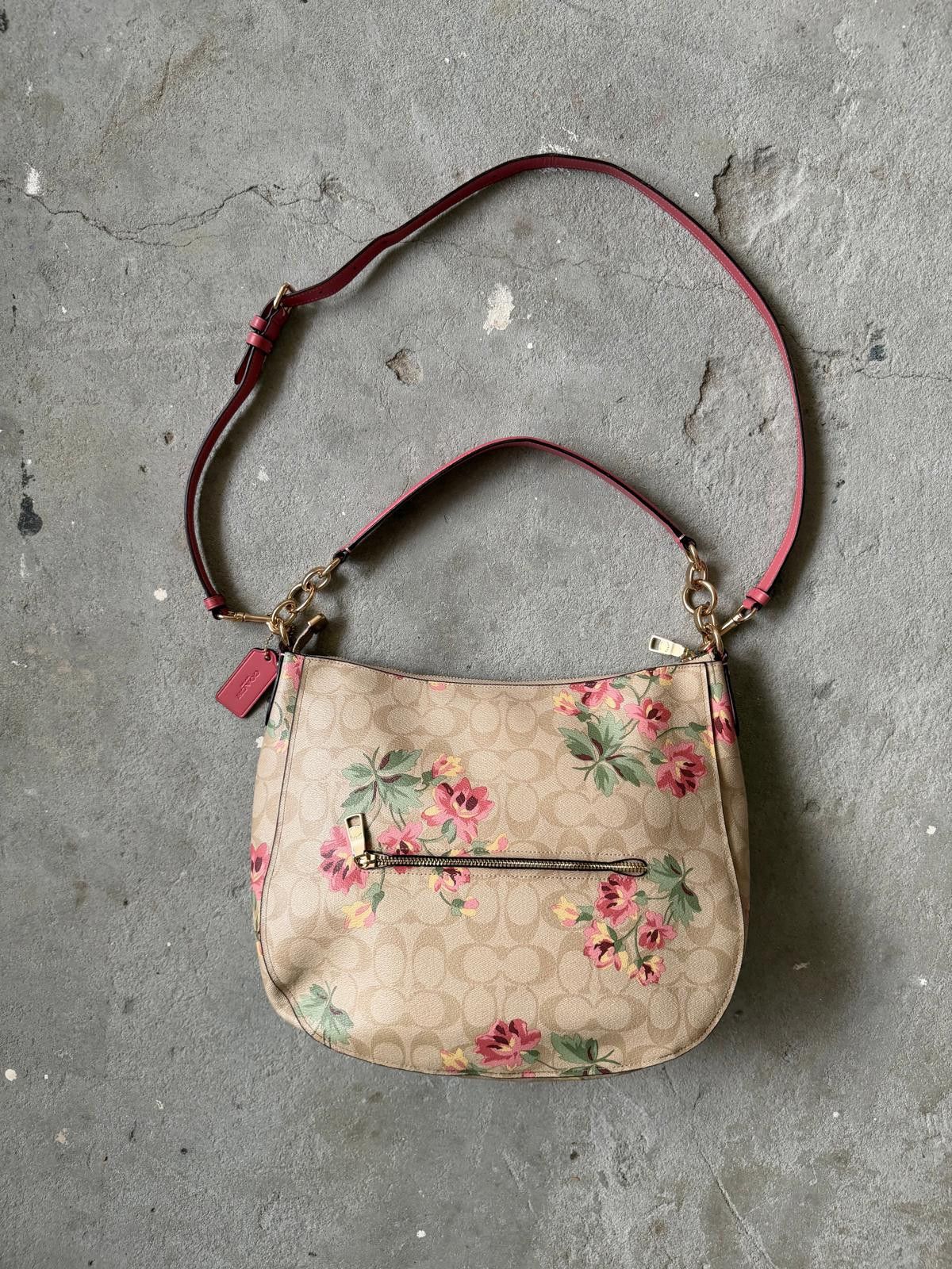 Coach Coach 2Way Signature Elle Flower Shoulder Bag Beige/Pink Size ONE SIZE - 6 Thumbnail