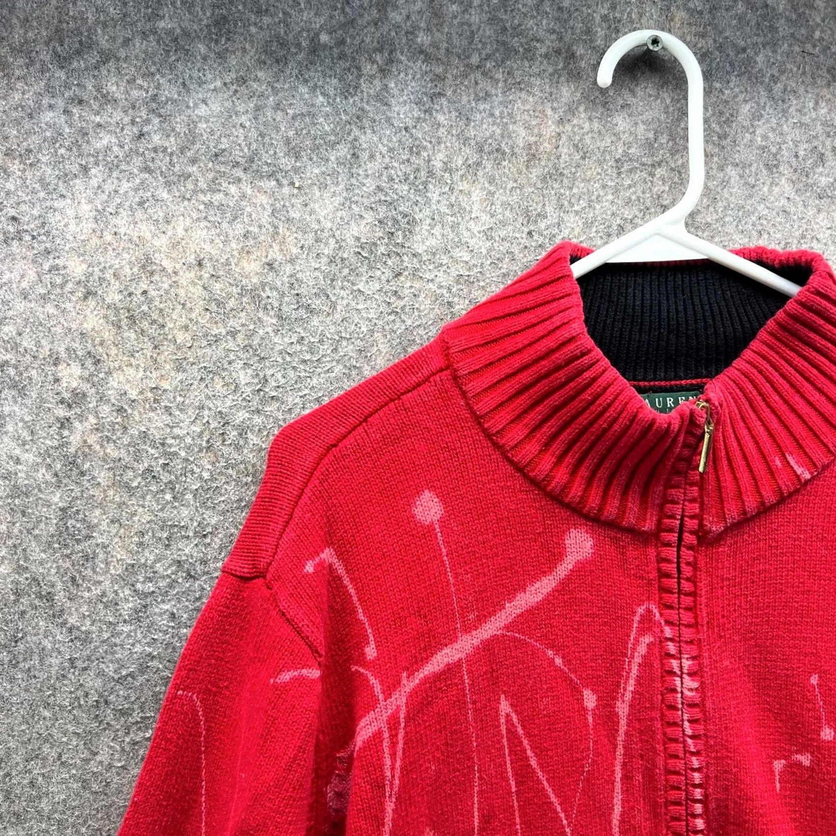 Ralph Lauren VINTAGE Lauren Ralph Lauren Sweater Women 3X Red 1/4 Zip Chunky Crown Crest Pullover Size XXL / US 16-18 / IT 52-54 - 6 Thumbnail