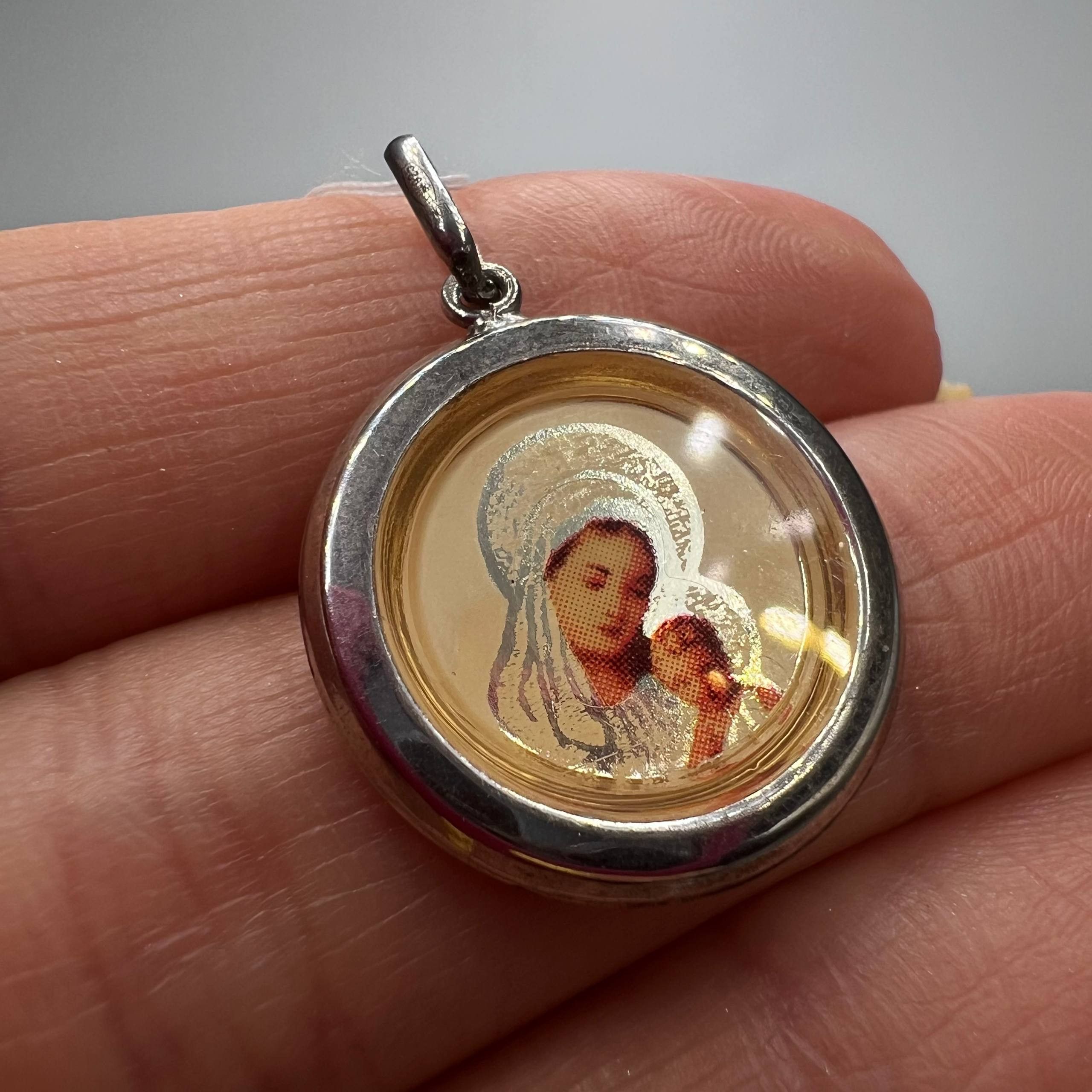 Sterling Silver Vintage Sterling Silver 925 Orthodox Icon Pendant Virgin Size ONE SIZE - 2 Thumbnail