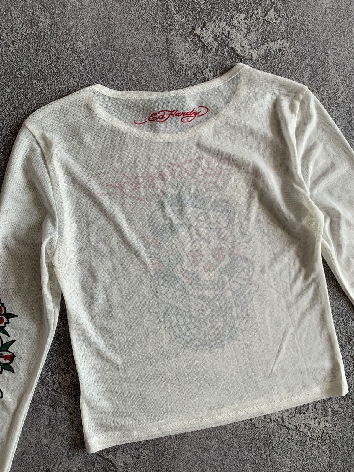 Ed Hardy Women Ed Hardy Skull Roses Mesh Long Sleeve Size M Size M / US 6-8 / IT 42-44 - 12 Thumbnail
