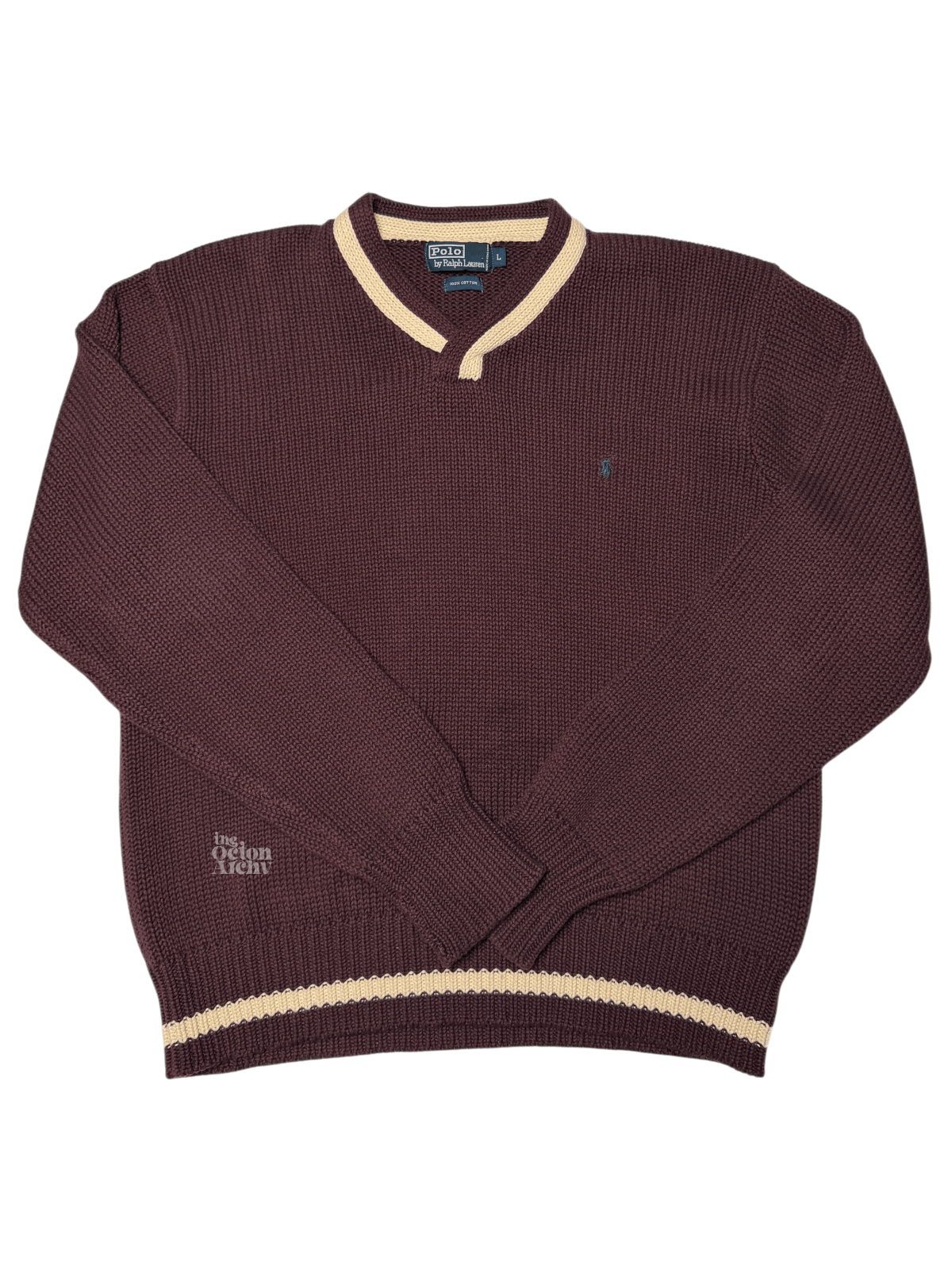 Polo Ralph Lauren Vintage Polo Ralph Lauren V-Neck Cotton Knit Sweater Size US L / EU 52-54 / 3 - 1 Thumbnail