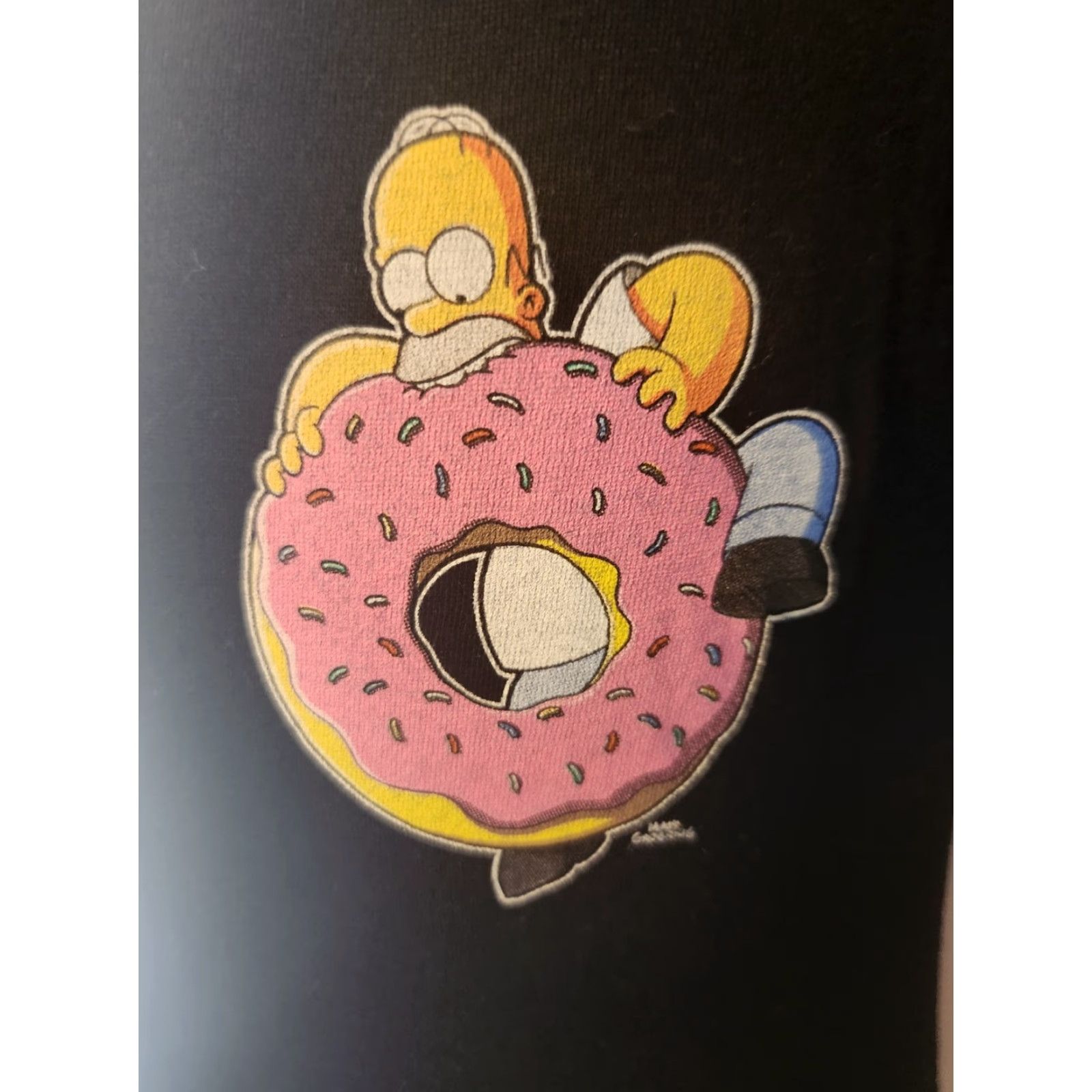 Vintage The Simpsons T-Shirt Black Crew Neck Short Sleeve Double-Sided Homer Eating Donut Graphic Print Size M Mens Size US M / EU 48-50 / 2 - 2 Thumbnail