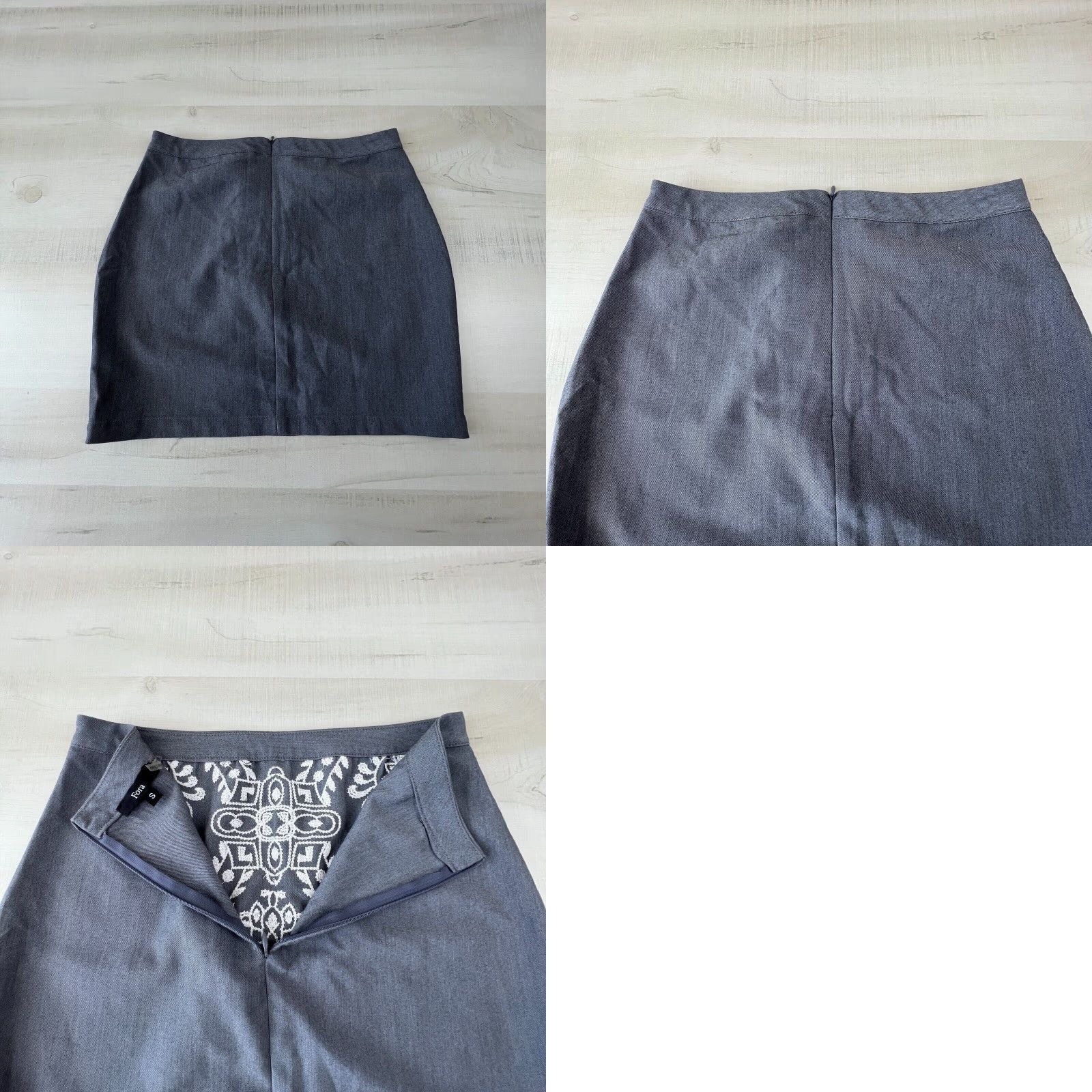 Vintage Fora Womens Mini Skirt Small Gray Embroidered Short Pencil Stretch Casual Size 28" / US 6 / IT 42 - 8 Thumbnail