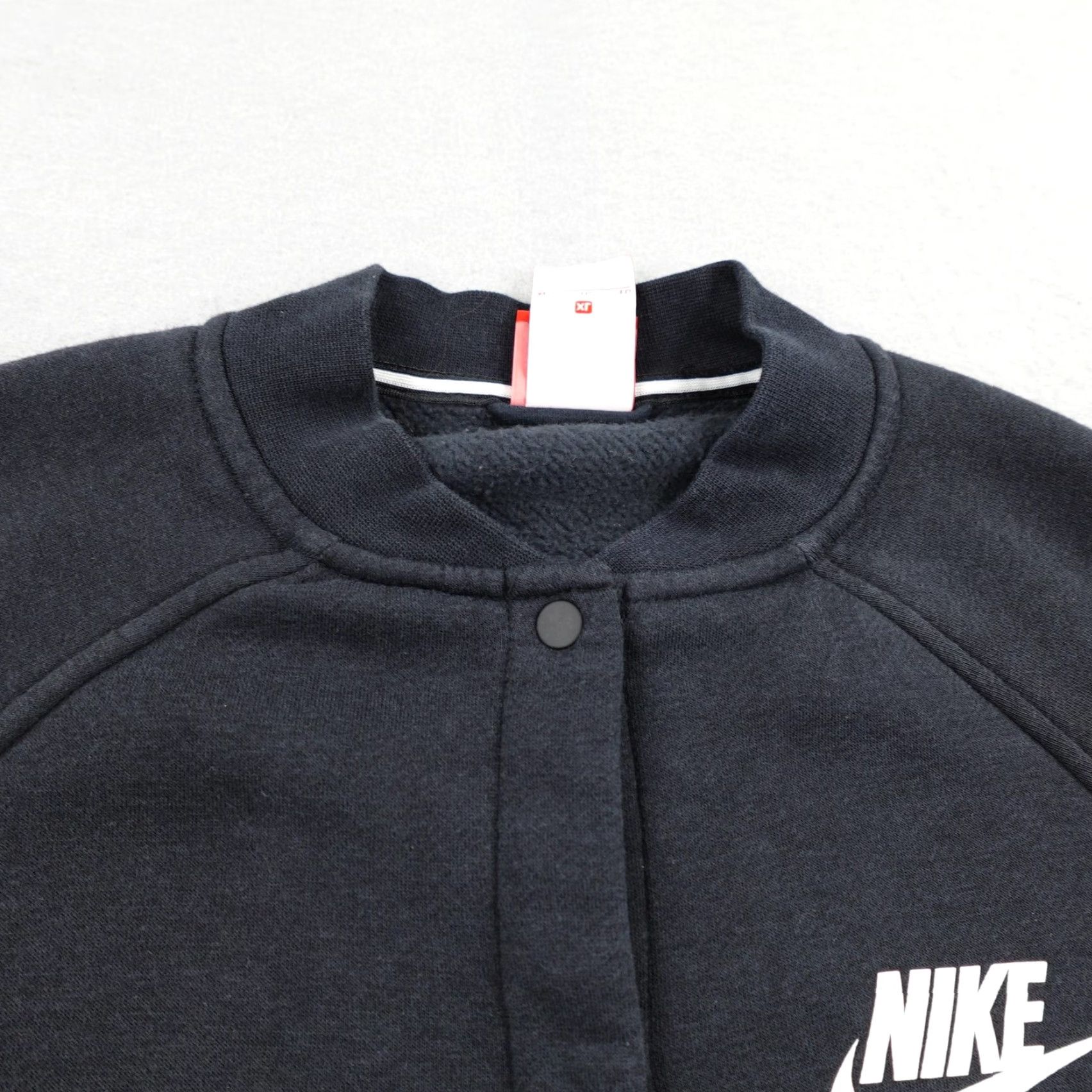 Nike Nike Jacket Womens XL Black NSW Rally Bomber Full Zip Snap-Front Pockets Fleece Mid-Length Casual Sportswear Women Size XL / US 12-14 / IT 48-50 - 2 Thumbnail