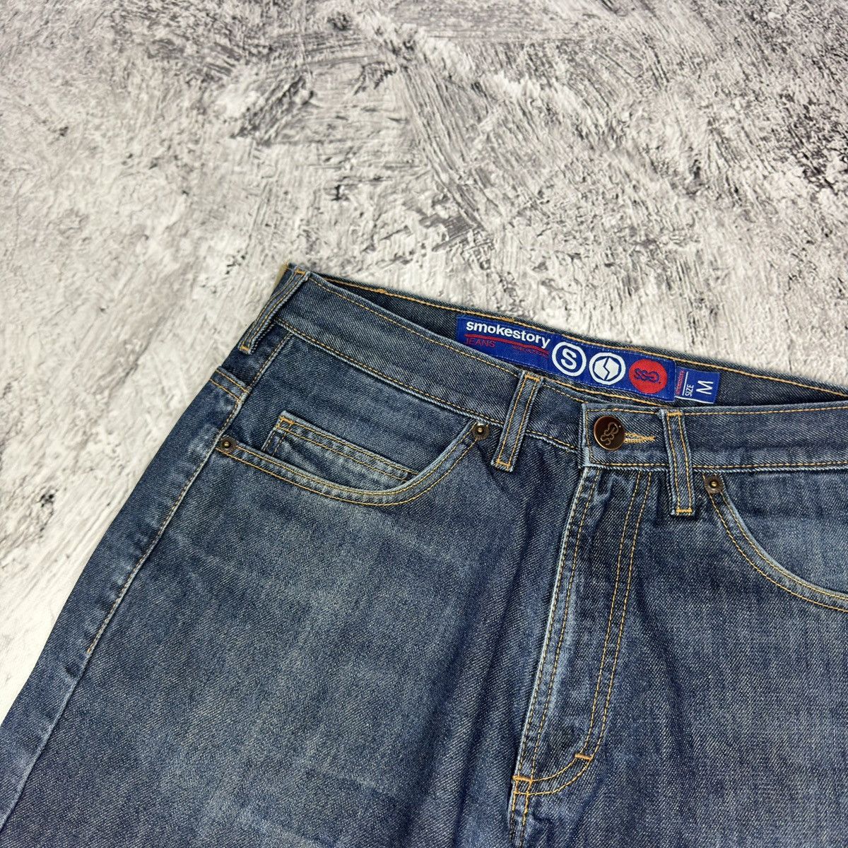 Vintage Smoke Story Group Womens Blue Indigo Raw Denim Shorts Medium Size US 30 / EU 46 - 7 Thumbnail