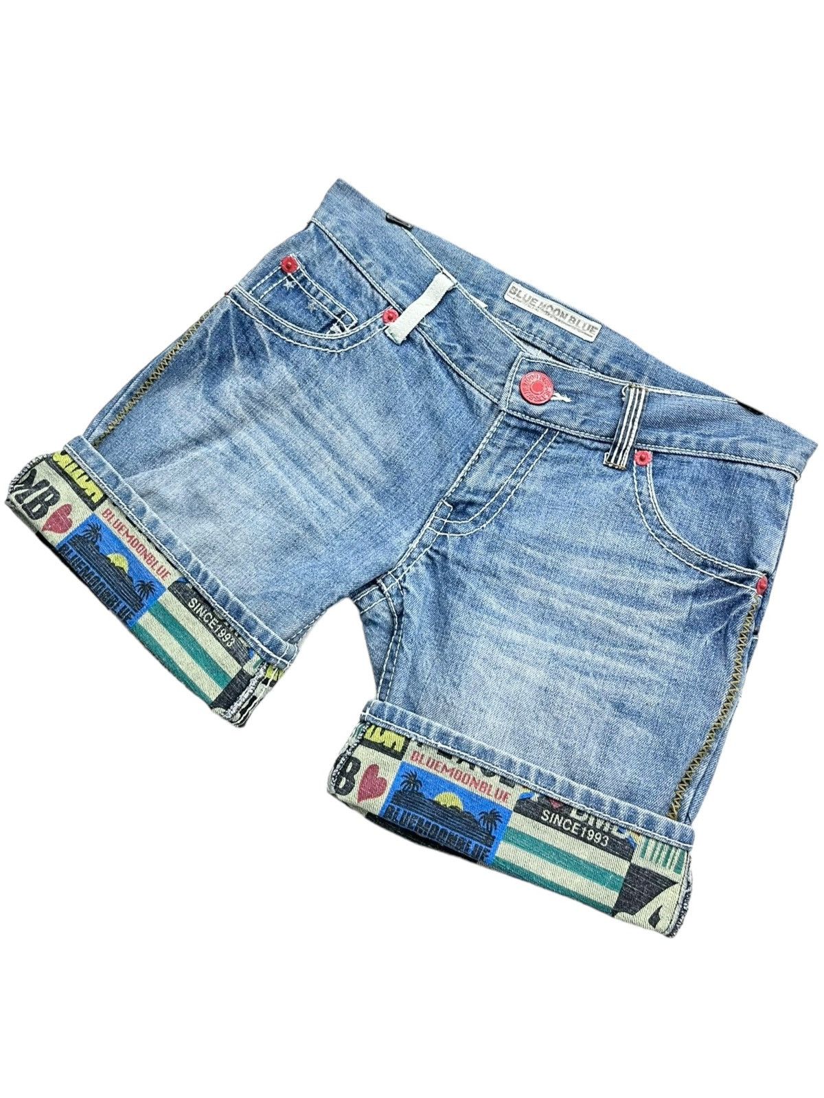 Moon Boot BLUEMOONBLUE Art Big Print Back Slanted Double Waist Summer Size 30" / US 8 / IT 44 - 6 Thumbnail