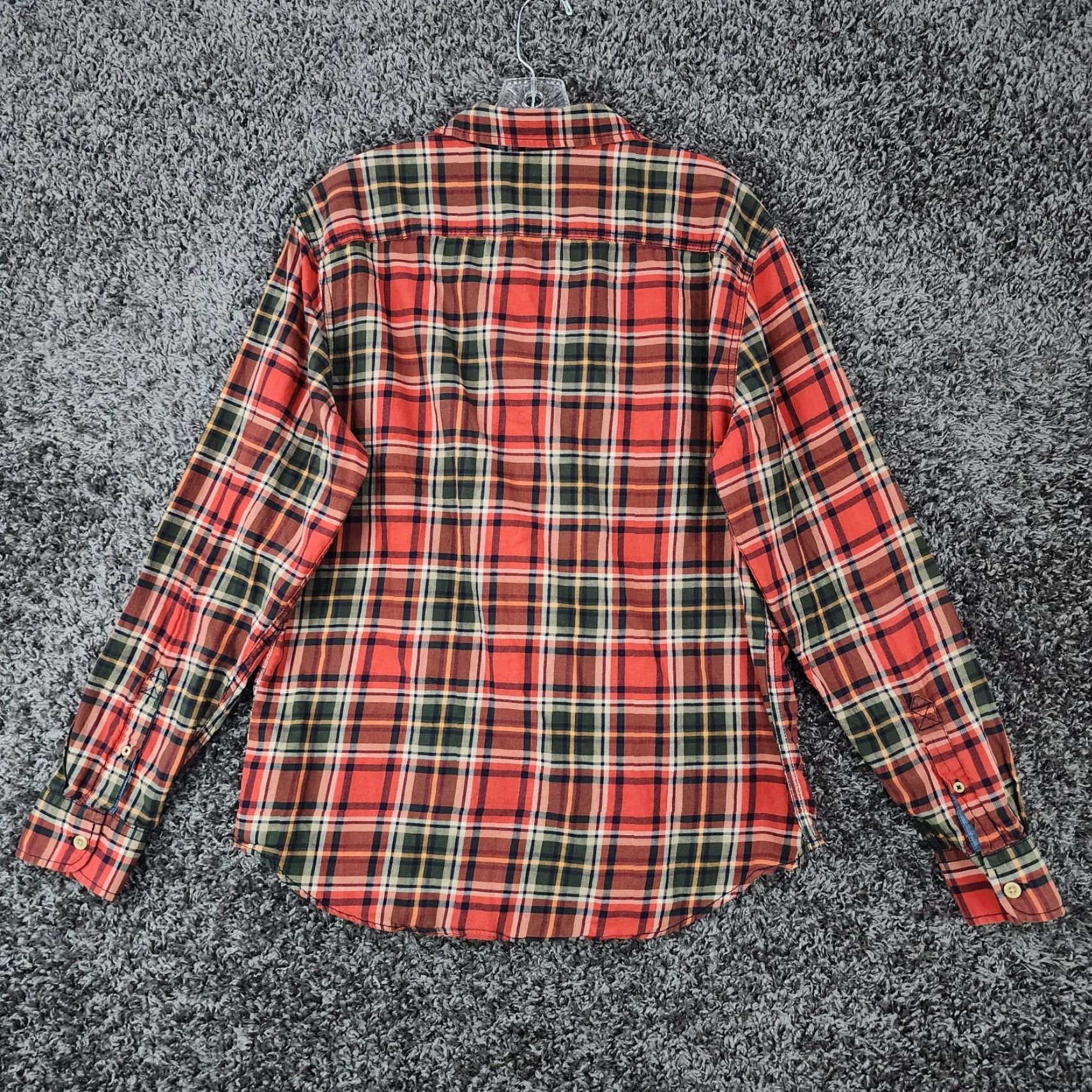 American Eagle Outfitters American Eagle Men Shirt Long Sleeve Button-Up Plaid Red Size L Size US L / EU 52-54 / 3 - 5 Thumbnail