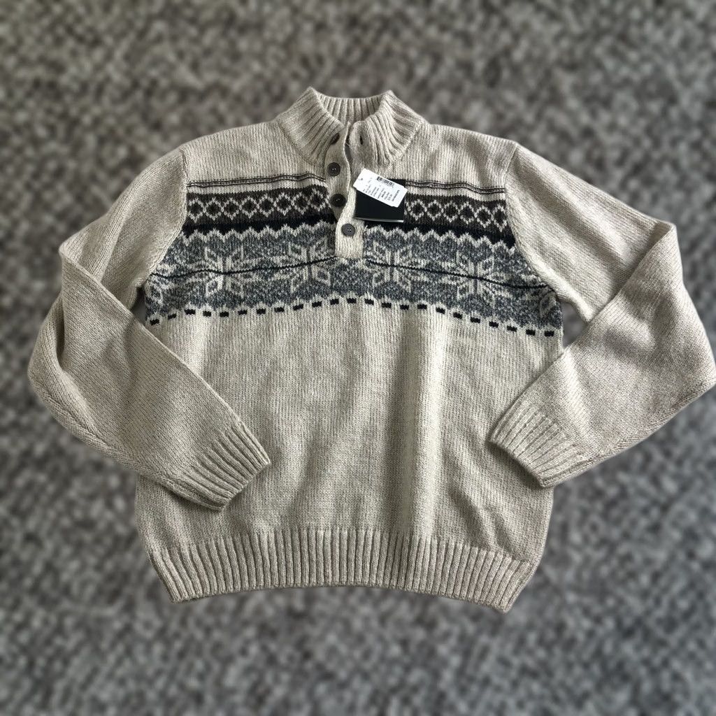 Vintage Tricots St Raphael Fair Isle Print Sweater Size L Sherpa Neck Snowflake Men Size US L / EU 52-54 / 3 - 1 Thumbnail