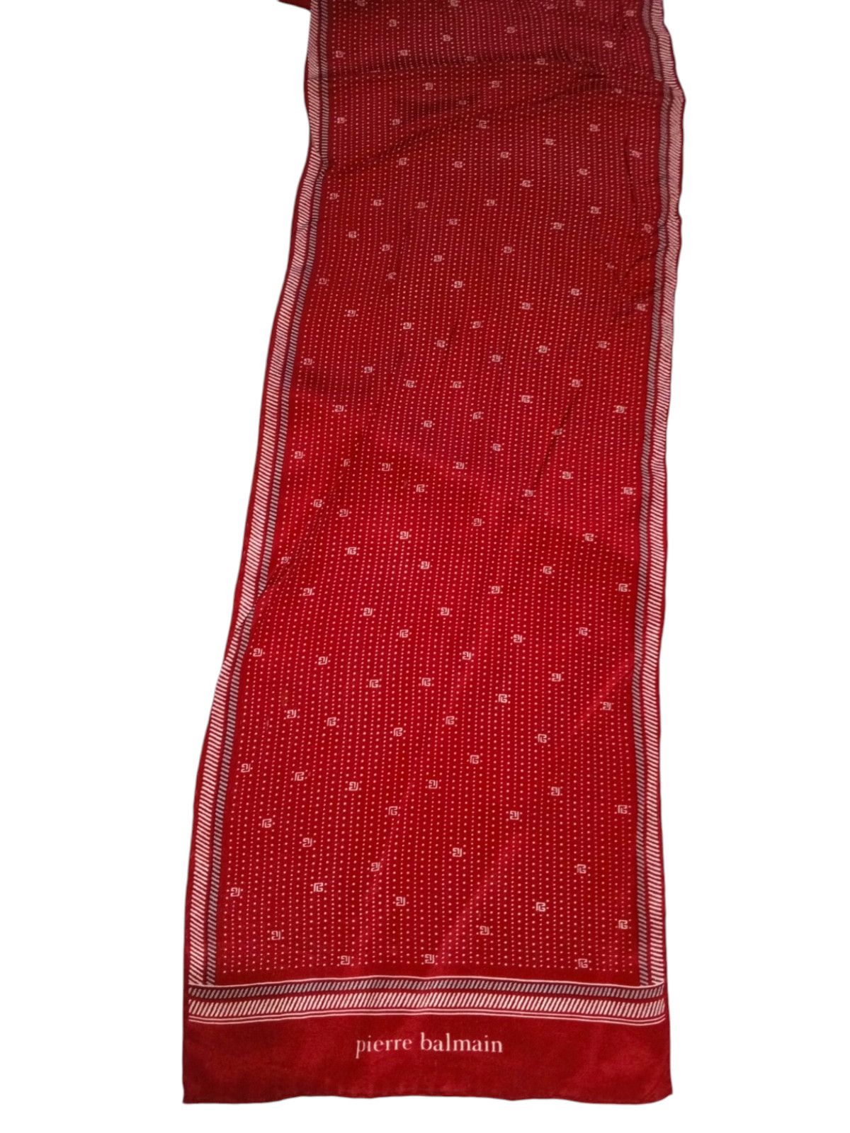 Pierre Balmain PIERRE BALMAIN PARIS Signature Monogram Maroon Silk Scarf Size ONE SIZE - 1 Thumbnail