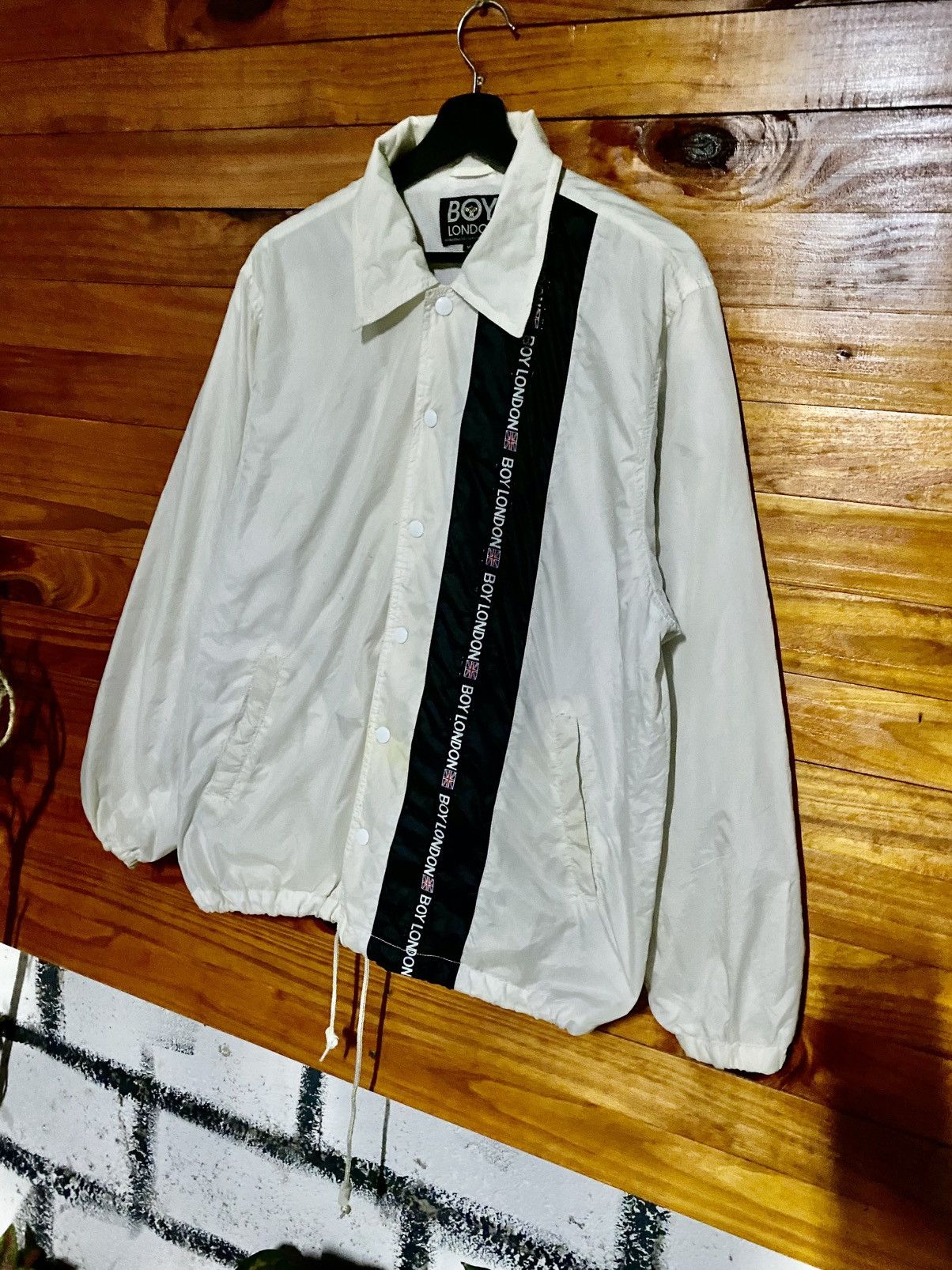 Boy London Boy London White Nylon Coach Jacket Black Stripe Accent Size US M / EU 48-50 / 2 - 4 Thumbnail