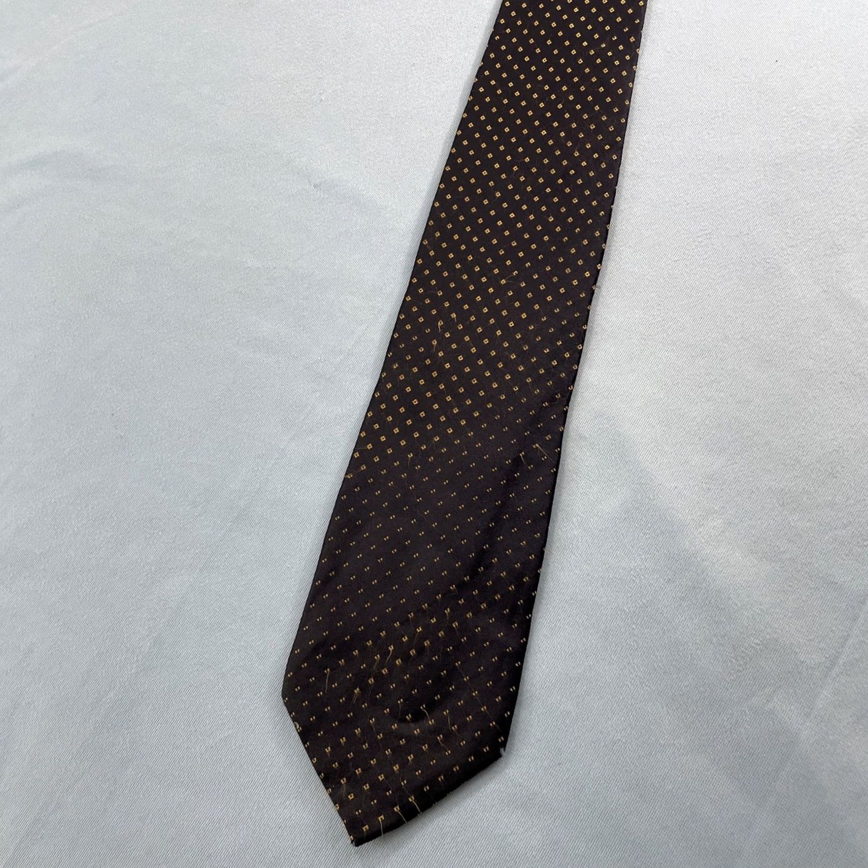 Canali VINTAGE Canali Designer Italy Luxury Silk Necktie Black Yellow Dot Read Mens Tie 57-60 Classic Silk Fade Old Money Size ONE SIZE - 3 Thumbnail