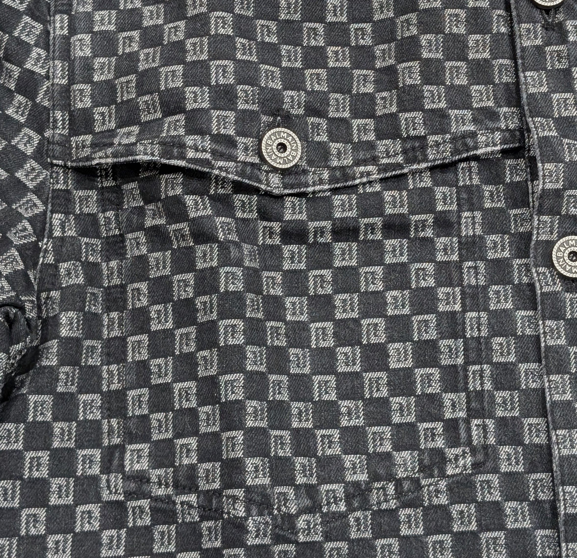 Balmain BALMAIN Monogram Denim SS Button Up Shirt Black/White 50 Size US M / EU 48-50 / 2 - 3 Thumbnail