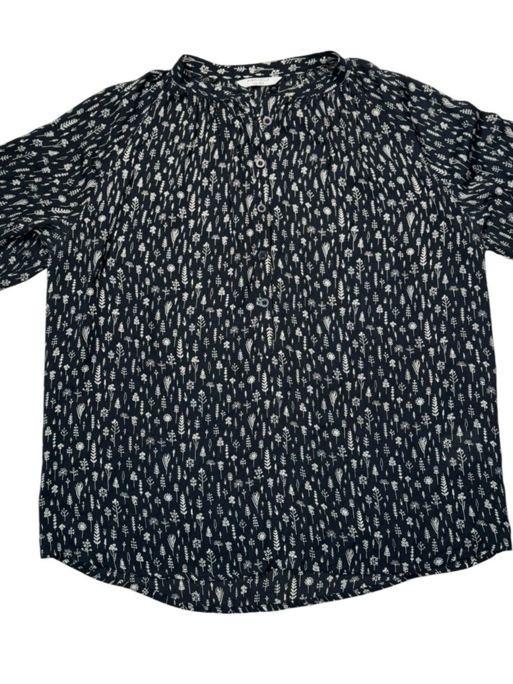 Other Aubin & Wills 100% Silk Black Floral Print Blouse Size 10 Size L / US 10 / IT 46 - 3 Thumbnail