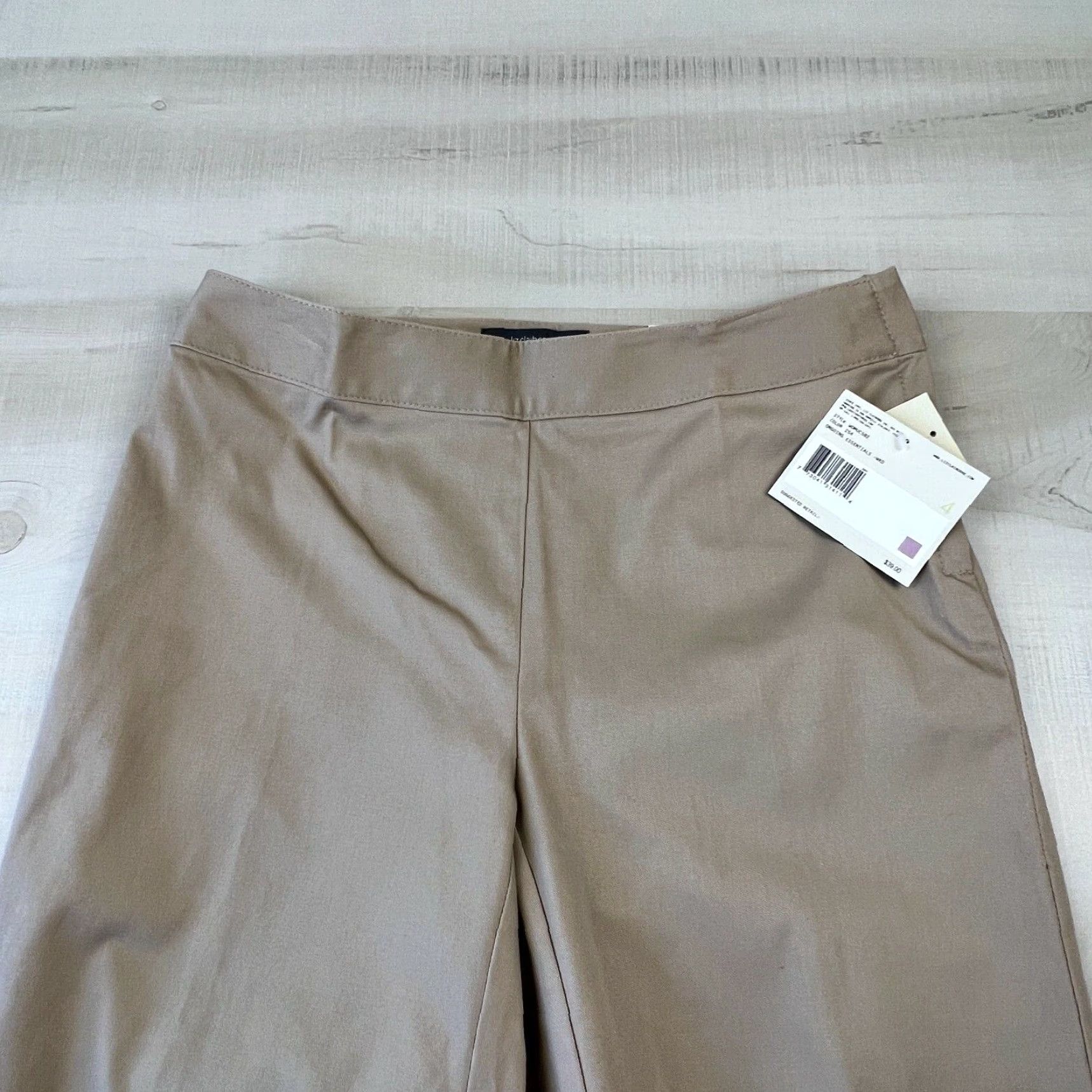 Liz Claiborne Liz Claiborne Women's Beige Cropped Pants 4 Audra Flat Front Mid Rise Cotton Spandex Zip Closure Size 27" / US 4 / IT 40 - 2 Thumbnail