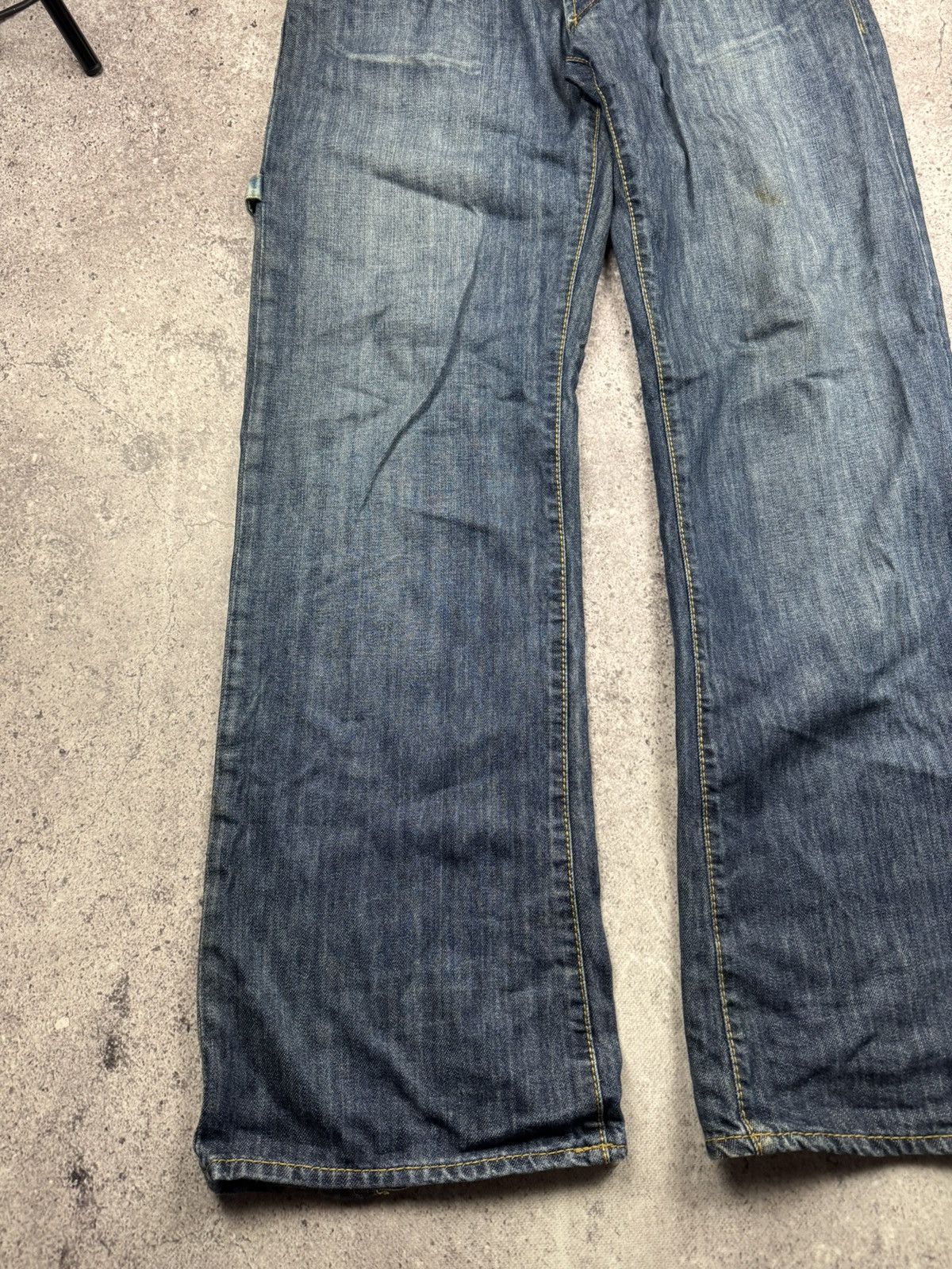 Japanese Brand Vintage Japanesse baggy flared jeans pants y2k avantgarde Size US 33 - 5 Thumbnail