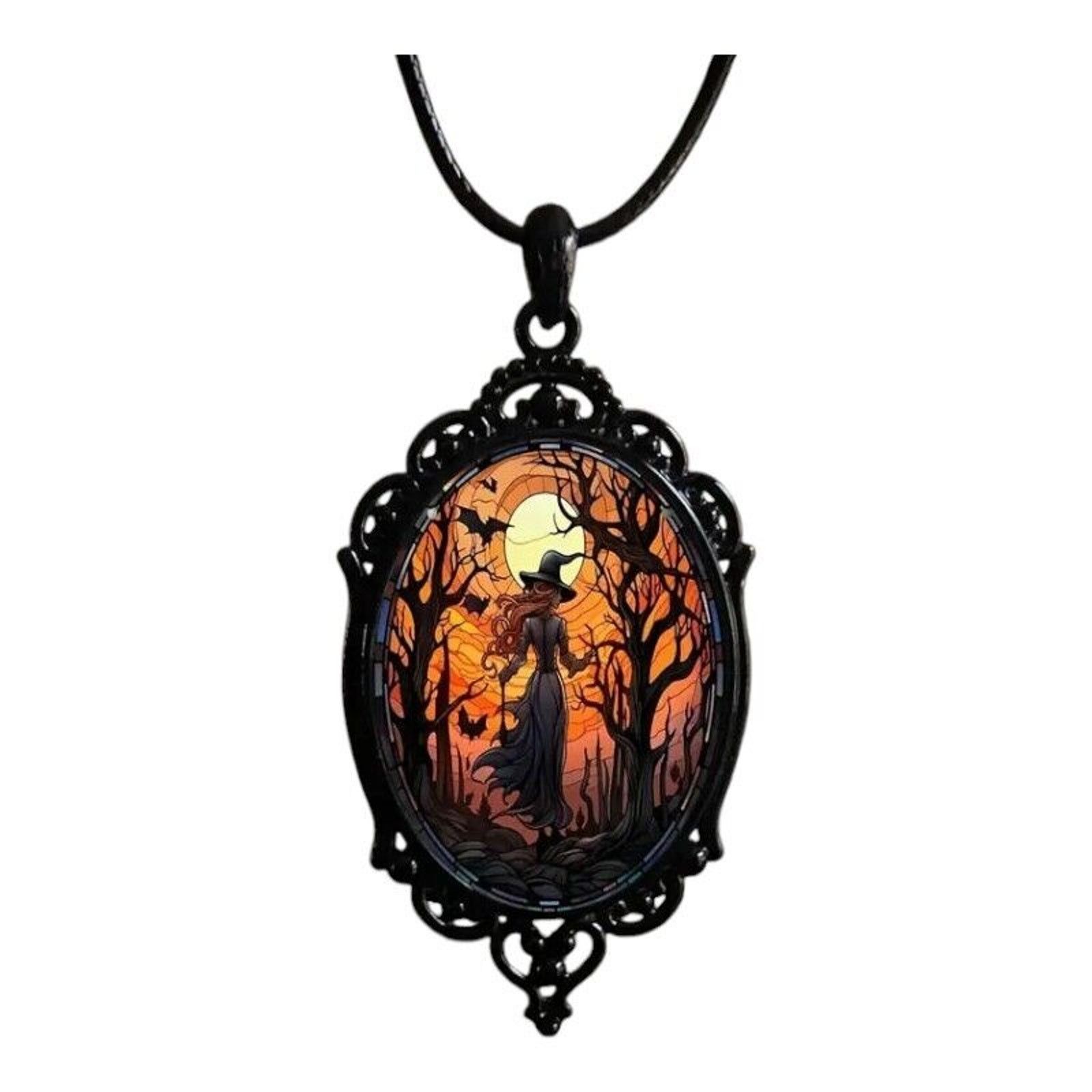 Other Witch Design Vintage Gothic Halloween Style Pendant Necklace Size ONE SIZE - 3 Thumbnail