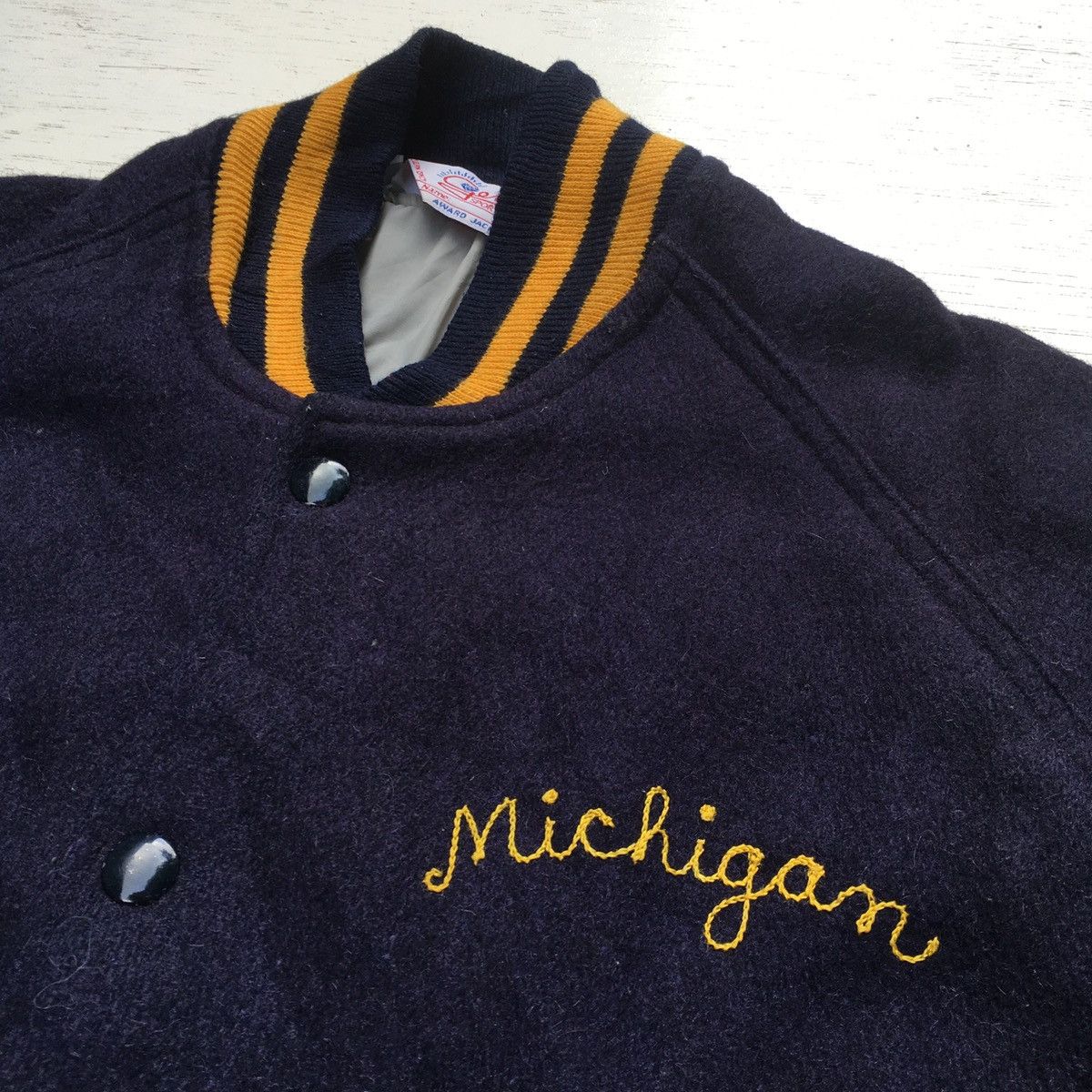 Vintage Vintage Michigan Wool Varsity Jacket Gem Sportswear Size US L / EU 52-54 / 3 - 4 Thumbnail