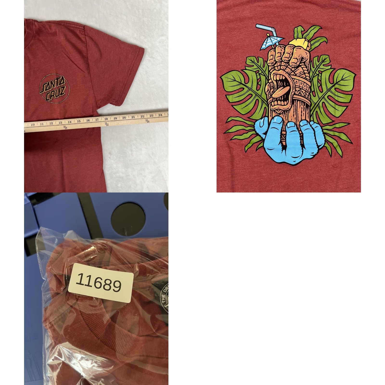Vintage VINTAGE Santa Cruz T-Shirt Skateboard Logo Tiki Screaming Hand Size S Red Mens Short Sleeve 90s Beach 2000-2009 Size US S / EU 44-46 / 1 - 8 Thumbnail