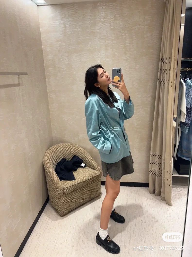 Chanel Chanel 23P Lake Blue Silk Drawstring Windbreaker Jacket Size XXS / US 00 / IT 34 - 9 Thumbnail