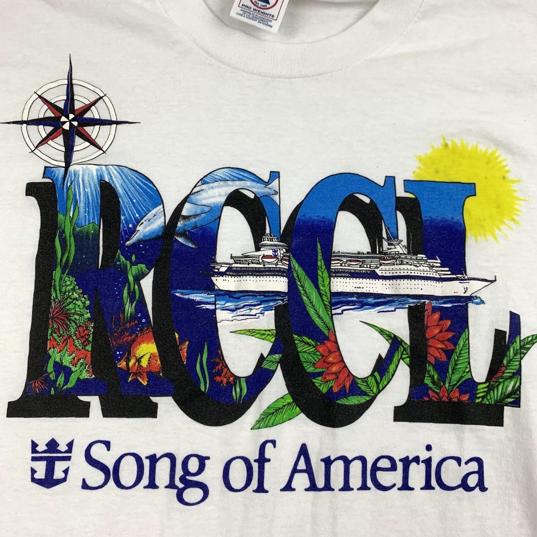 Delta VINTAGE Royal Caribbean Shirt | Delta | T-Shirt | Adult Large | White | 90s | Tropical | Crew Neck | Short Sleeve | Men Size US L / EU 52-54 / 3 - 2 Thumbnail