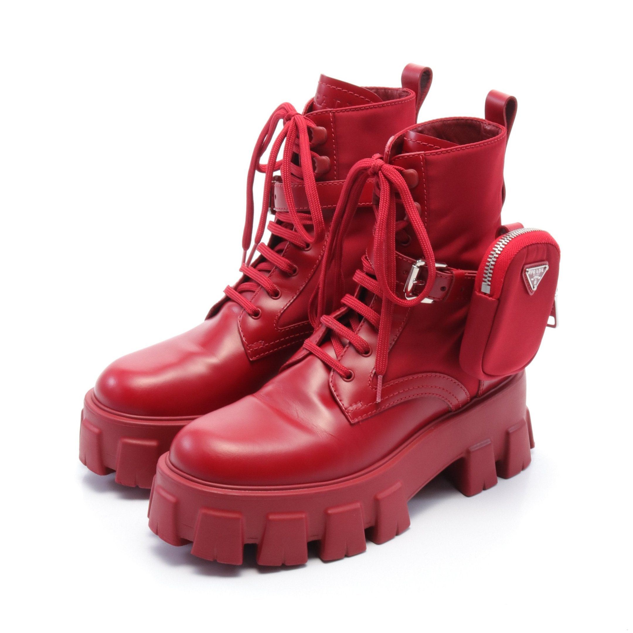 Prada Prada boots with box in red nylon and leather Size ONE SIZE - 1 Thumbnail