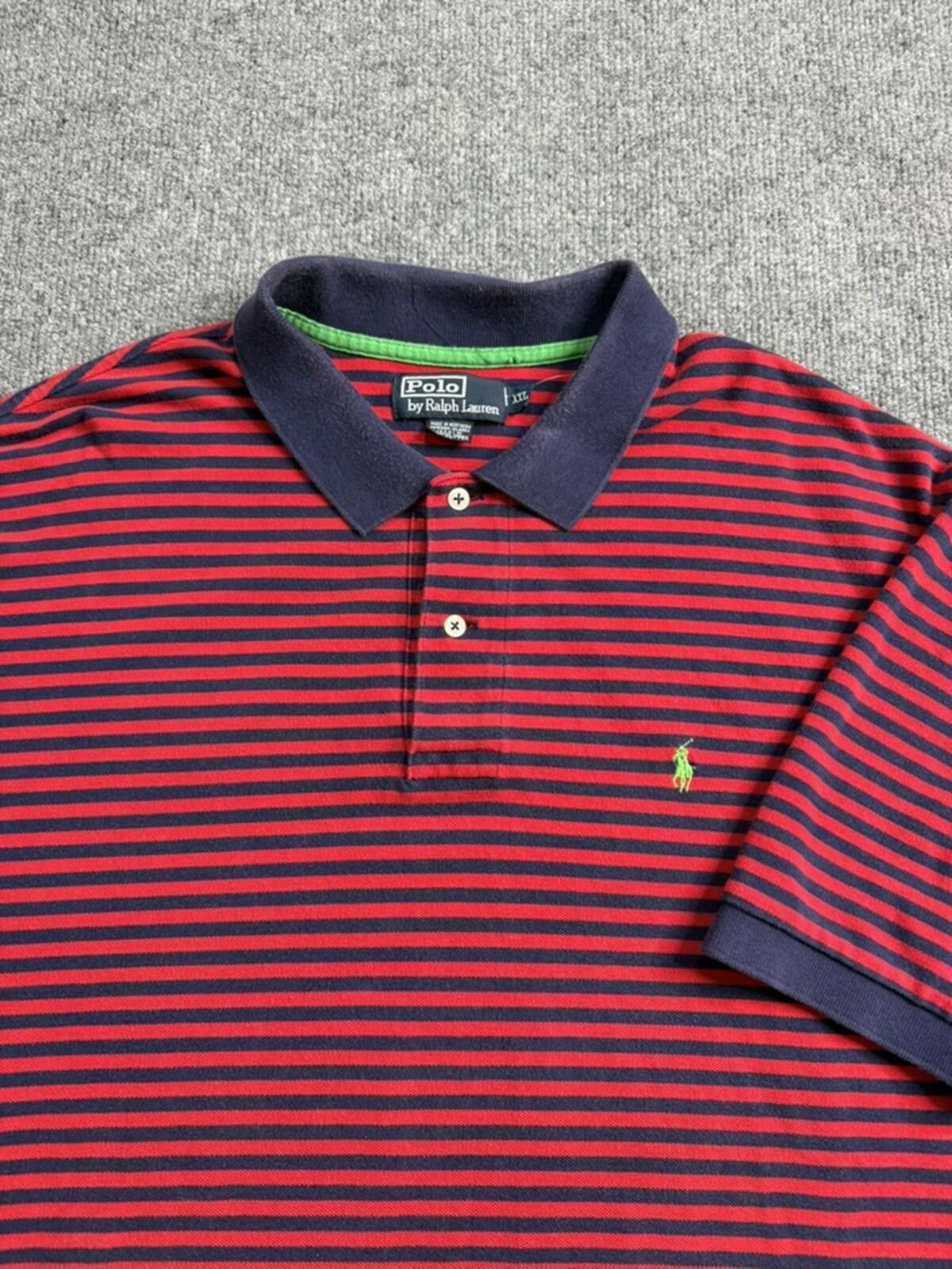 Polo Ralph Lauren Vintage 90s Polo Ralph Lauren Striped Red/Navy Polo Shirt Size US XXL / EU 58 / 5 - 1 Thumbnail