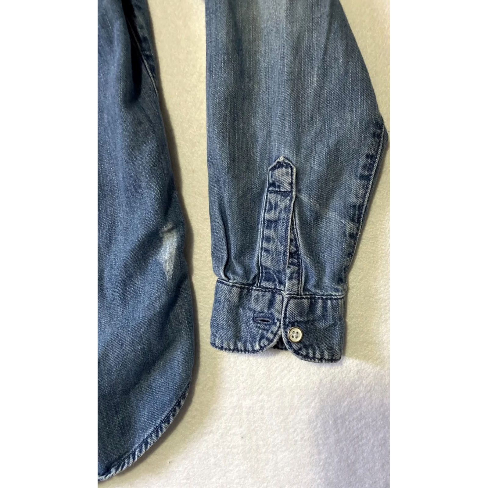 NEXT VINTAGE? NEXT Lightweight Denim Shirt Blouse Women’s 16 Blue Jeans Button Front Collar Plus Size Womens Size XXL / US 16-18 / IT 52-54 - 3 Thumbnail