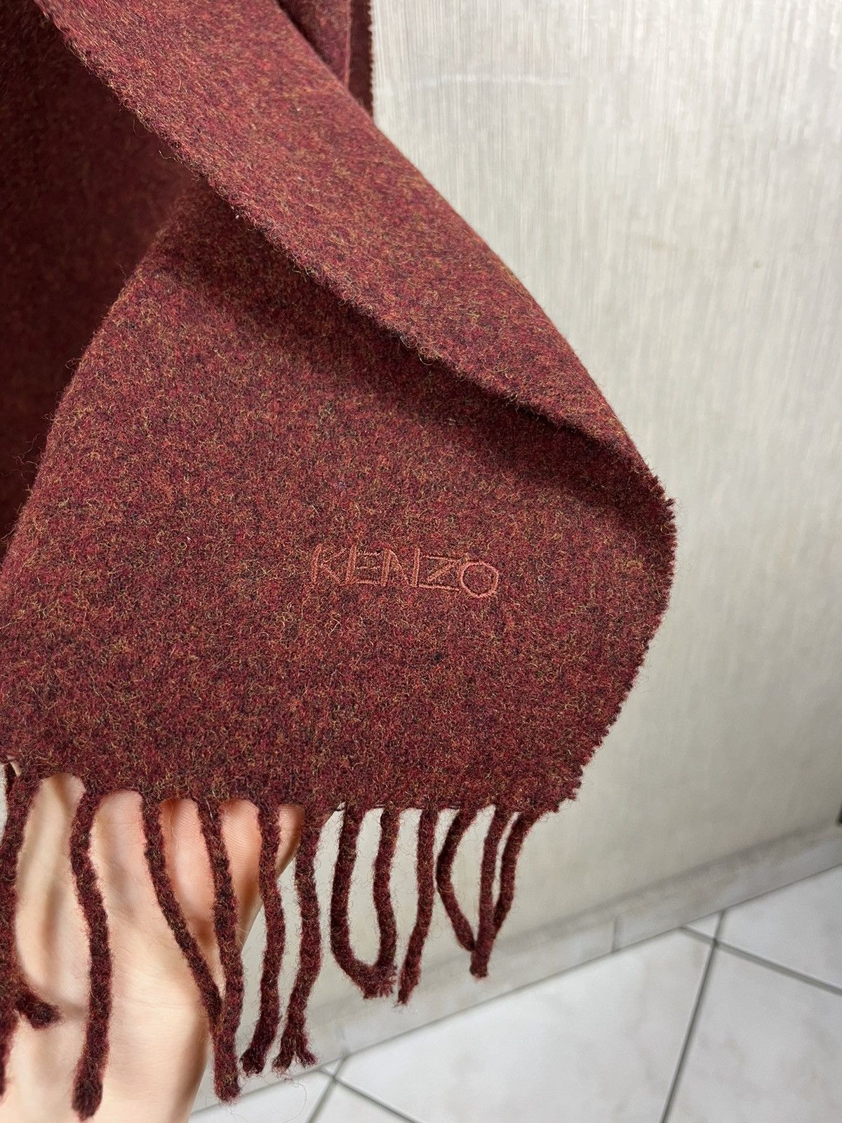 Kenzo × Vintage Vintage Kenzo homme archive Italy heather claret wool scarf Size ONE SIZE - 8 Thumbnail