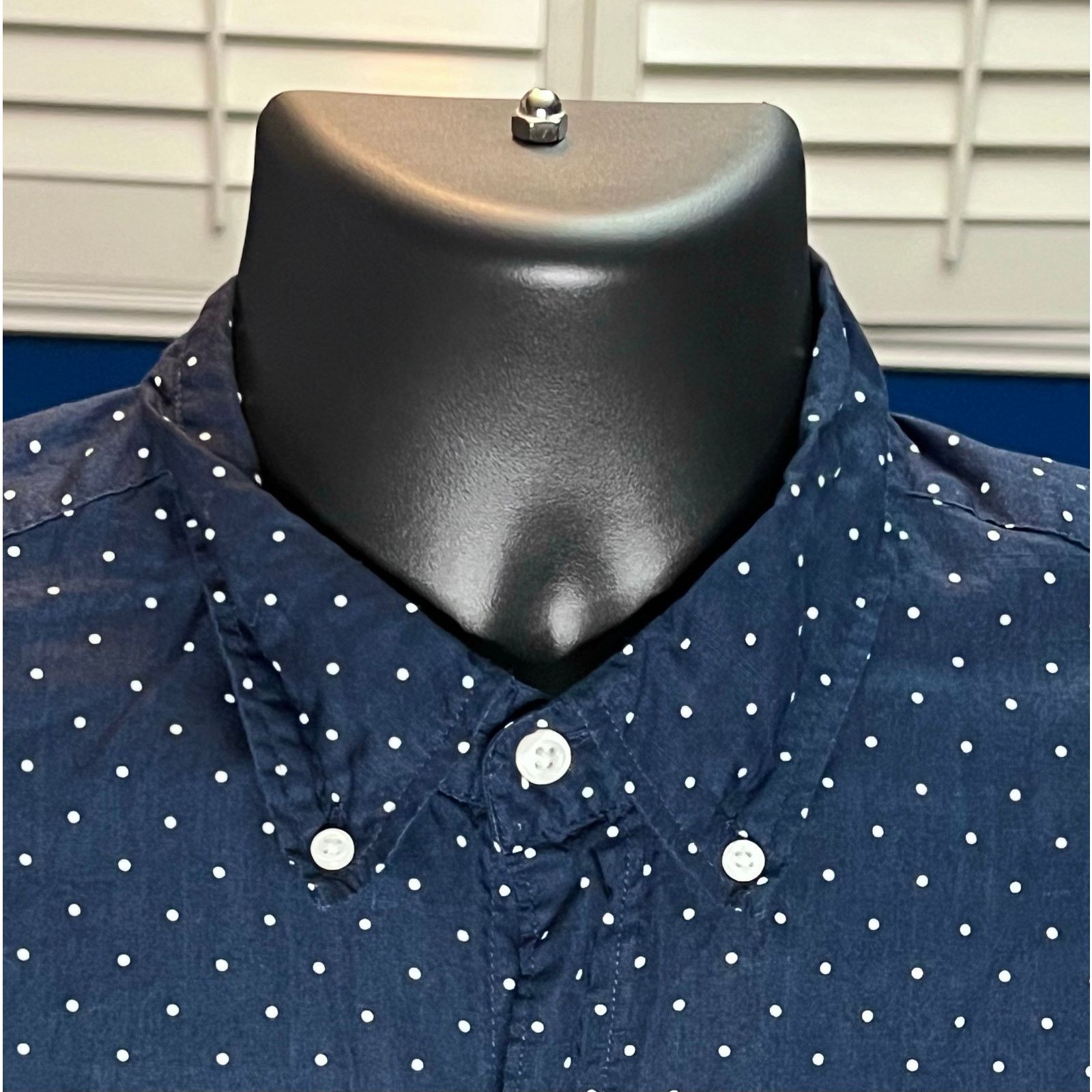 J.Crew J.Crew Classic Fit Polka Dot Short Sleeve Shirt Navy Blue Size US M / EU 48-50 / 2 - 4 Thumbnail
