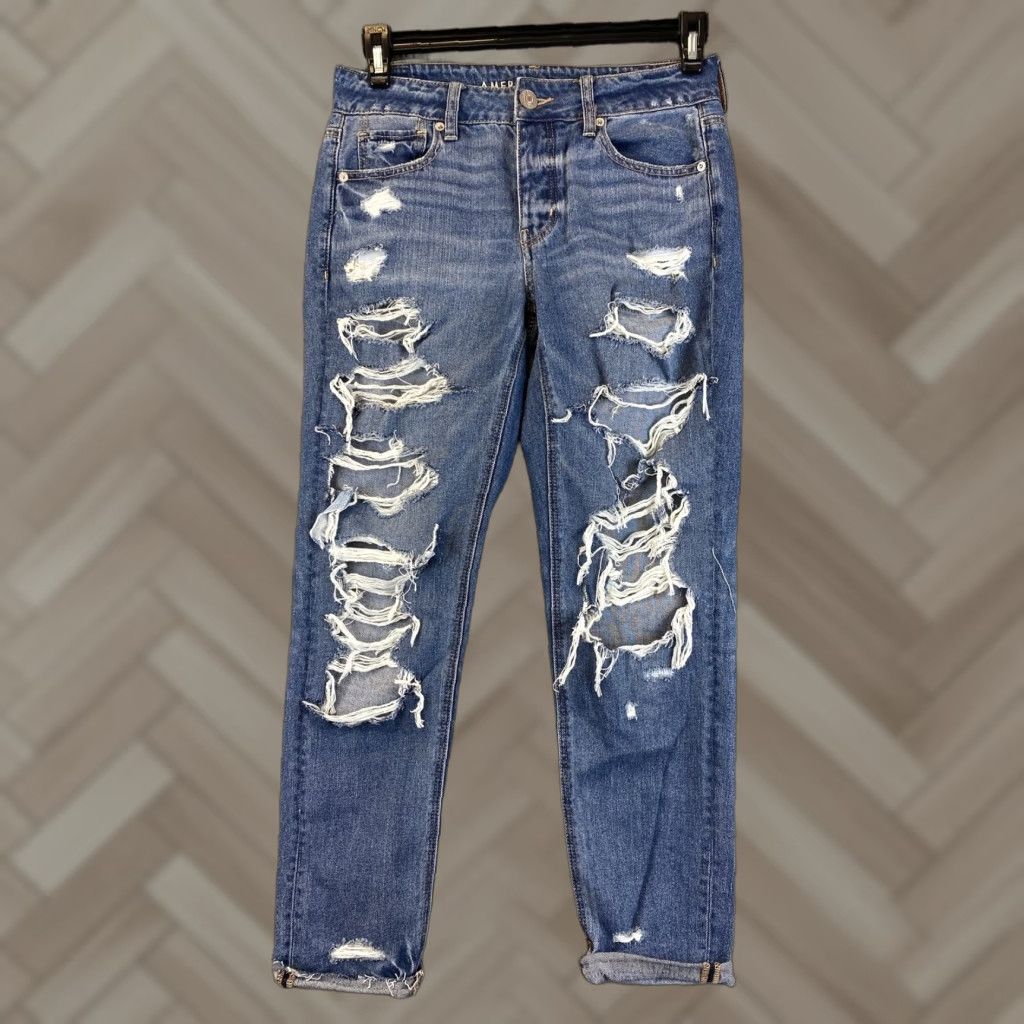 American Eagle Outfitters American Eagle Jeans Women’s Size 2 Long Stretch Distressed Blue Denim Jegging Size 26" / US 2 / IT 38 - 1 Thumbnail