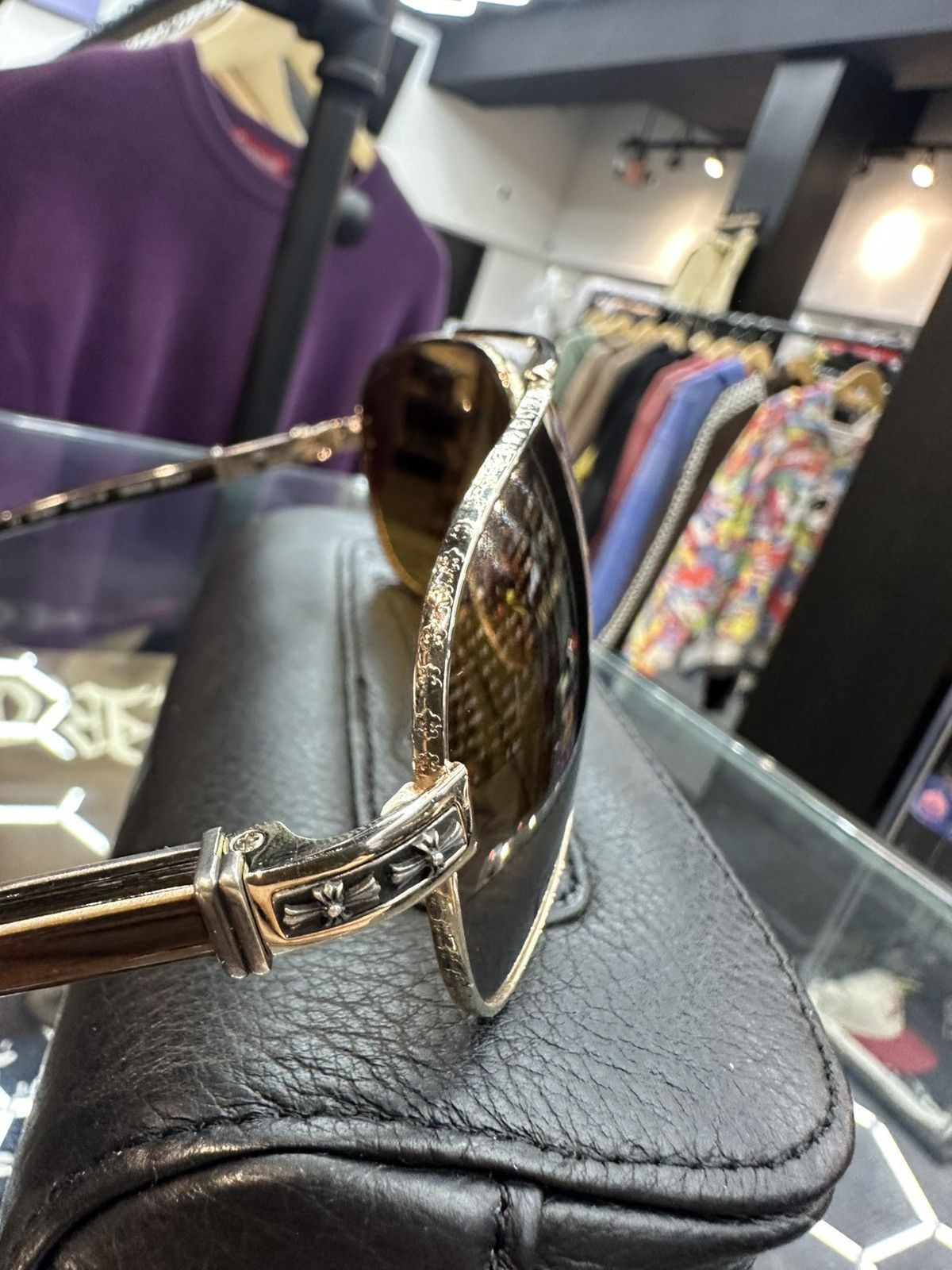 Chrome Hearts Chrome Hearts Grand Beast Aviators Wood / Gold Plated Size ONE SIZE - 6 Thumbnail