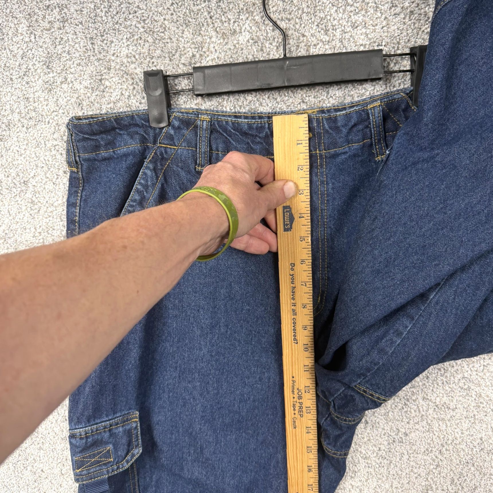 Denime Scandia Woods Mens 38x34 Cargo Jeans Blue Denim Workwear Big & Tall USA Pocketed Straight Rise High 13in 100% Cotton Size US 38 / EU 54 - 5 Thumbnail
