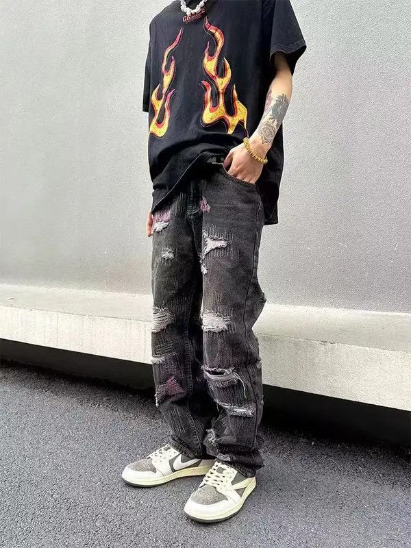 VIBE Vintage street hip-hop ripped loose black jeans Size US 34 / EU 50 - 5 Thumbnail