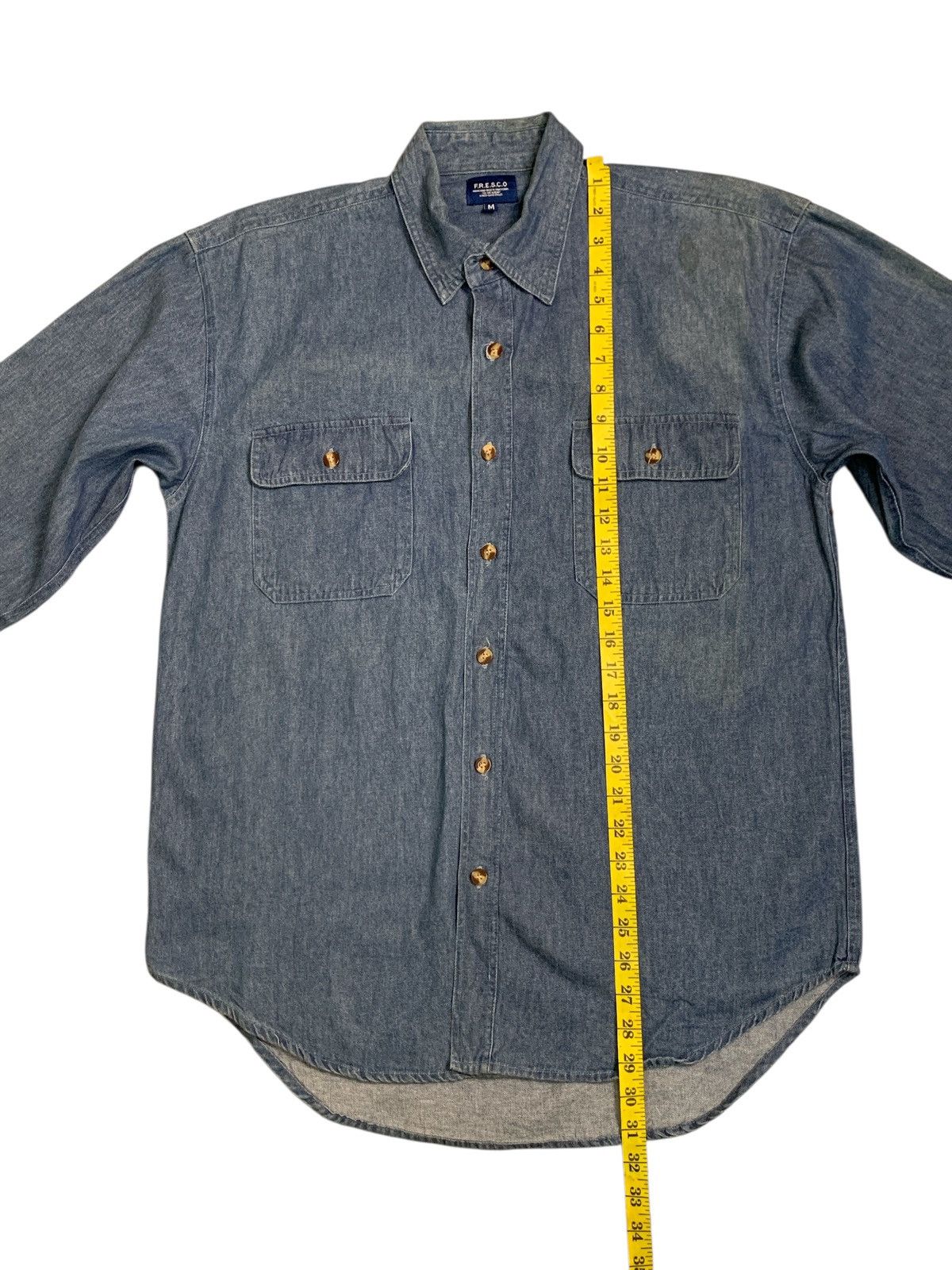 Japanese Brand Rare Design F.R.E.S.C.O Soft Denim Button Up Shirts Size US M / EU 48-50 / 2 - 8 Thumbnail
