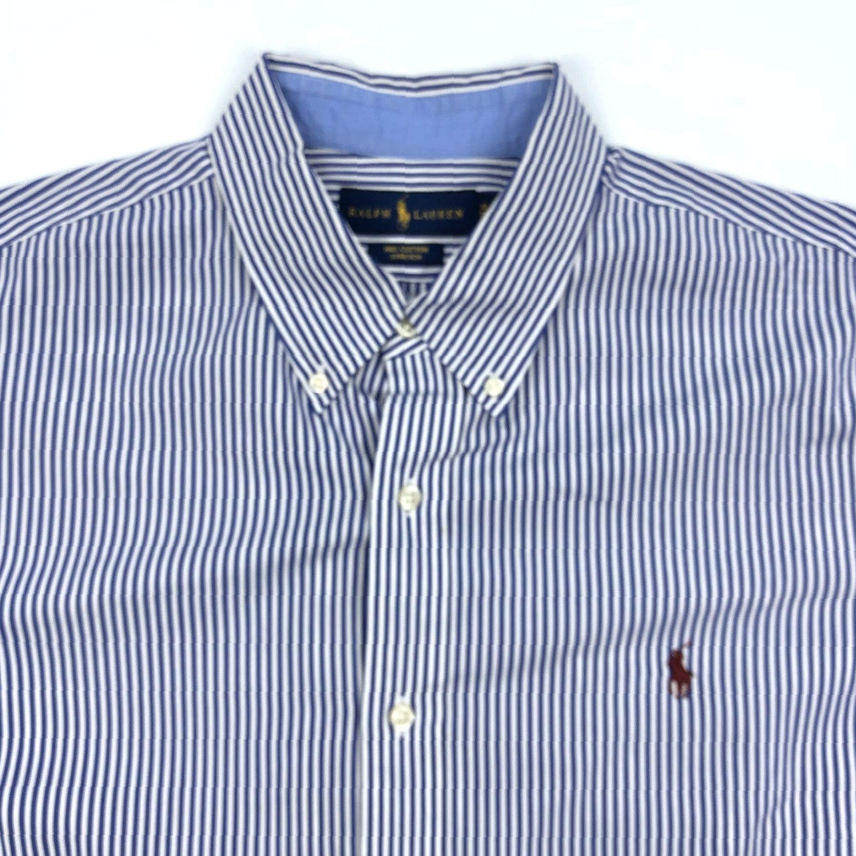 Ralph Lauren Ralph Lauren Men's XL Button-Down Shirt Striped Blue White 100% Cotton Stretch Size US XL / EU 56 / 4 - 3 Thumbnail