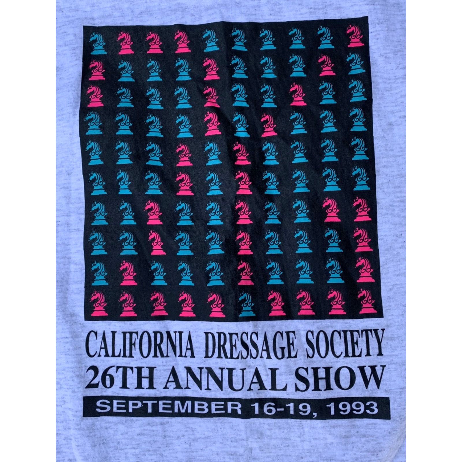 Vintage VINTAGE California Dressage Society 26th Annual Show 1993 t-shirt M Shirt Unisex Adults Gray Neon Graphic Print Horses Equestrian 1990s Mens Womens Size US M / EU 48-50 / 2 - 2 Thumbnail