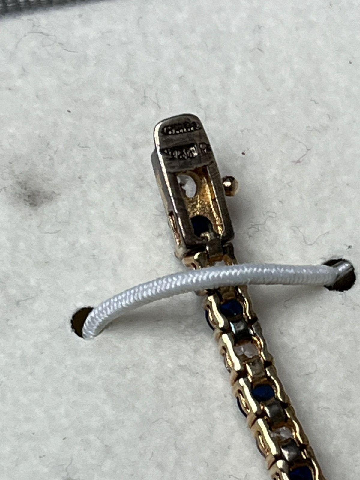 Other 18K Gold Sterling Silver Blue White CZ Tennis Bracelet Boxed Size ONE SIZE - 5 Thumbnail