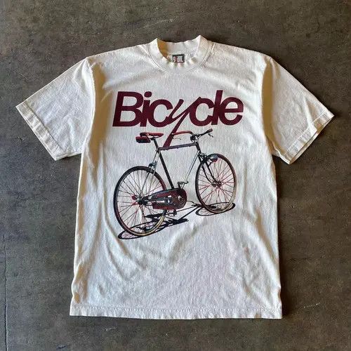 Other Bicycle print white loose vintage cotton tee Size US L / EU 52-54 / 3 - 1 Thumbnail