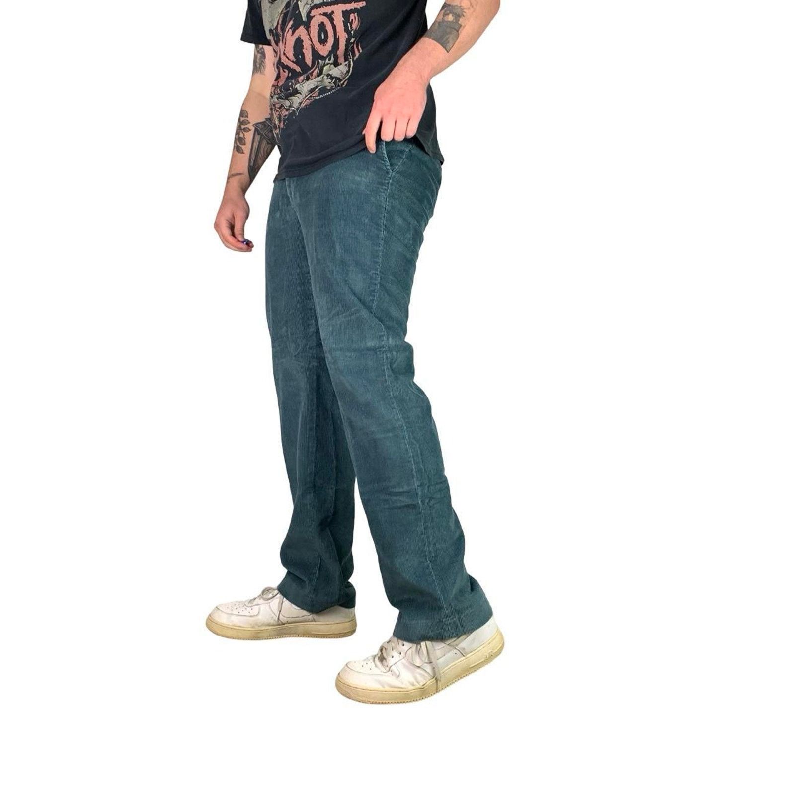 Vintage 90s Vintage Teal Blue Corduroy Pants Size US 34 / EU 50 - 3 Thumbnail