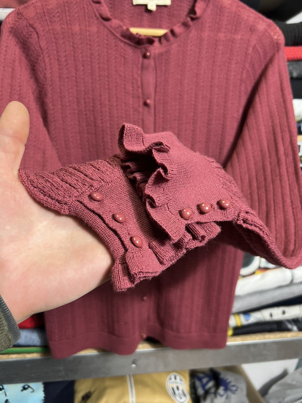 Sezane Sezane Paris Rosewood Merino Wool Blend Knitted Cardigan Size L / US 10 / IT 46 - 5 Thumbnail