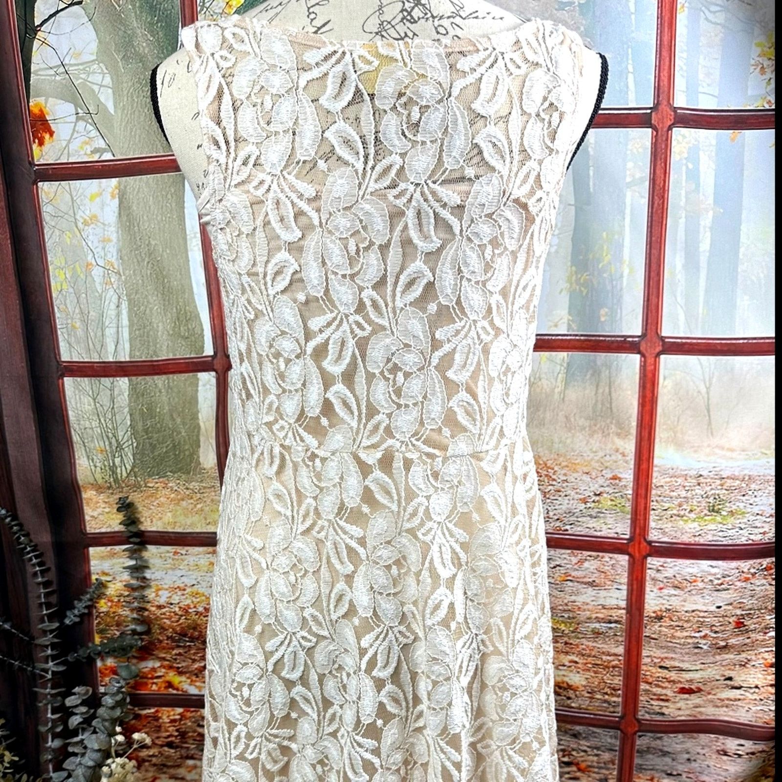 Free People Free People Lace Sleeveless Mini Dress Beige M Size M / US 6-8 / IT 42-44 - 10 Thumbnail