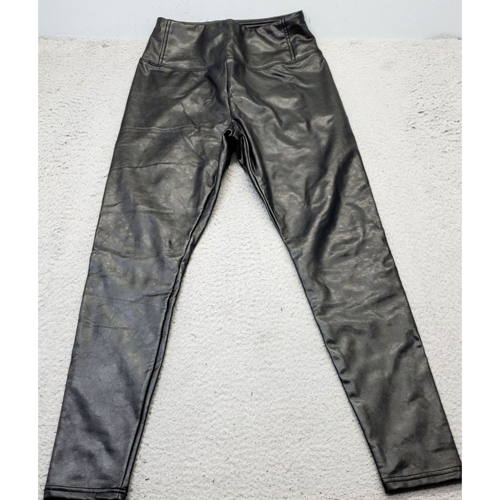Vintage BP. Nordstrom Faux Leather Leggings Womens M Black Stretchy High Waisted Size 32" / US 10 / IT 46 - 2 Thumbnail