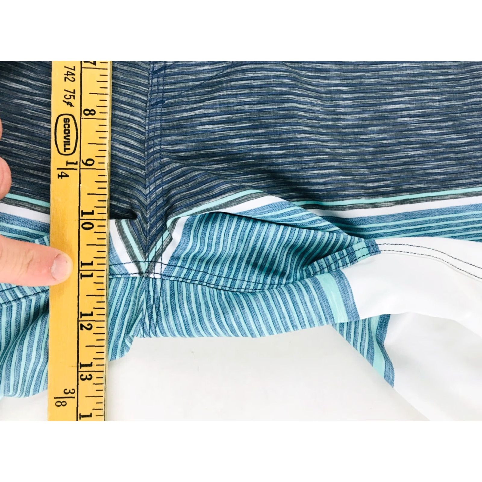 Vintage VINTAGE Sonoma Board Shorts Mens 28 Blue White Gray Striped Drawstring Swim Trunks Size US 28 / EU 44 - 4 Thumbnail