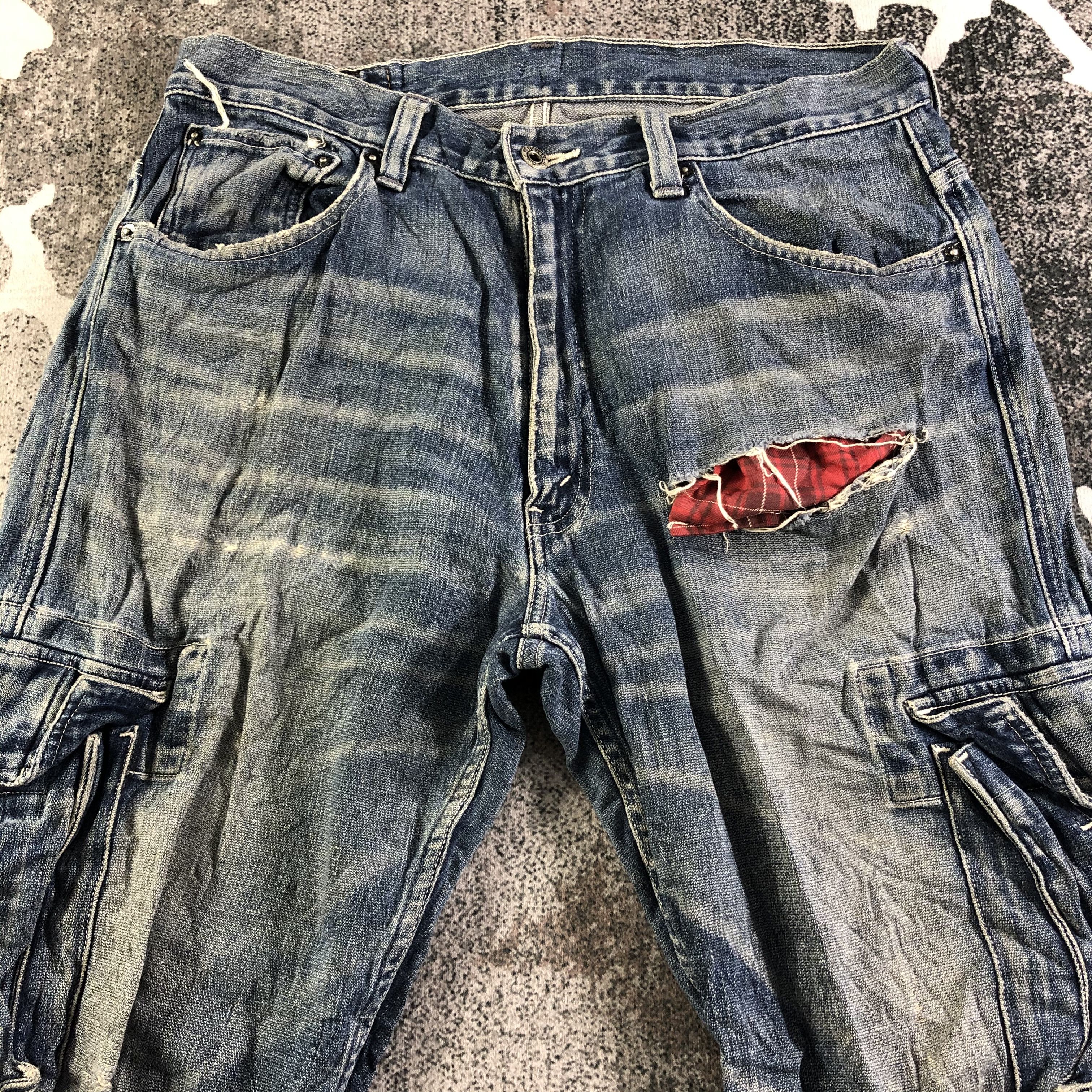 Levi's Vintage Levis 503 Cargo Denim Ripped Jeans KJ3077 Size US 34 / EU 50 - 3 Thumbnail