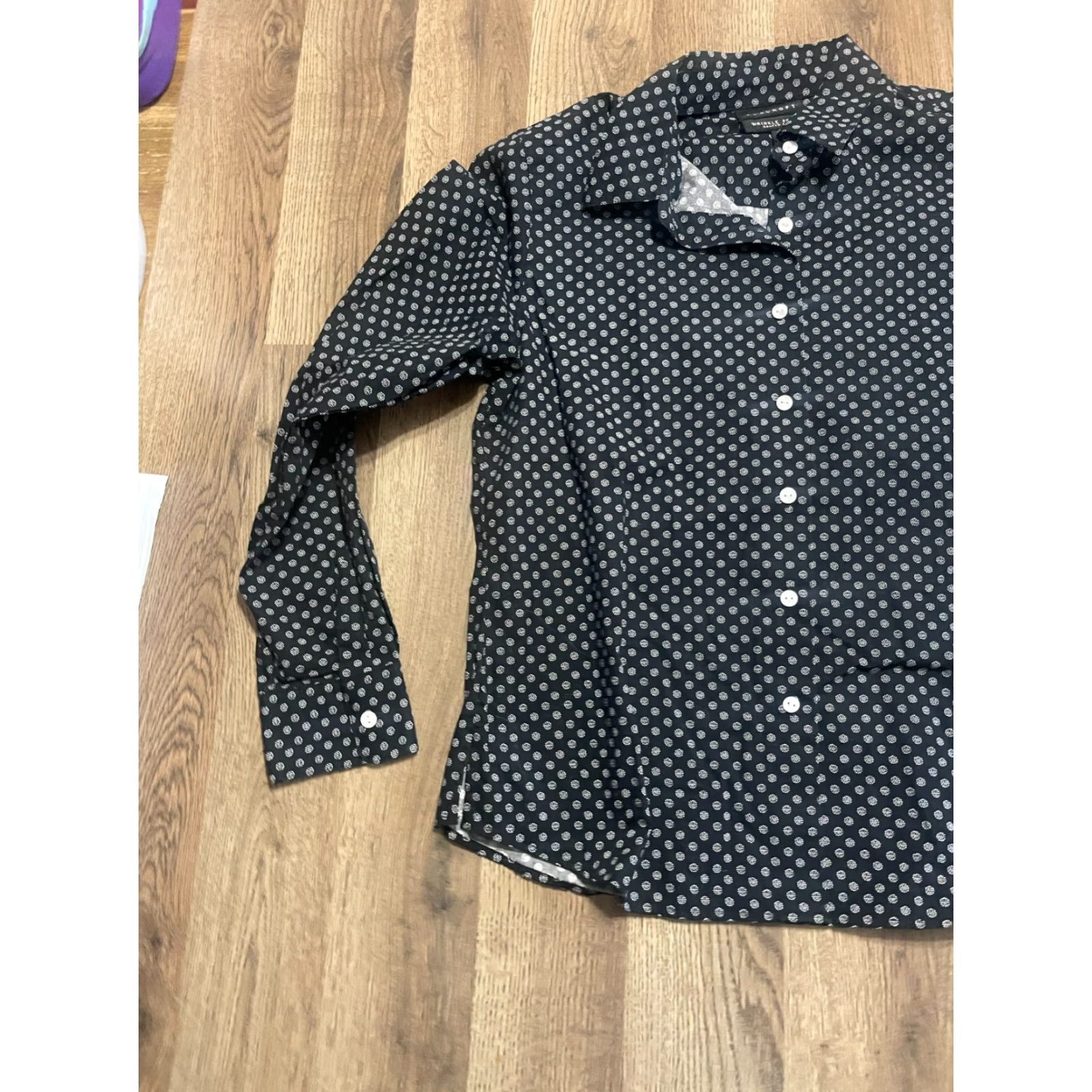 Vintage FOXCROFT Shirt Women's Size M Black White Allover Print Button Up Casual Modern Regular Long Sleeve Collared Size M / US 6-8 / IT 42-44 - 3 Thumbnail