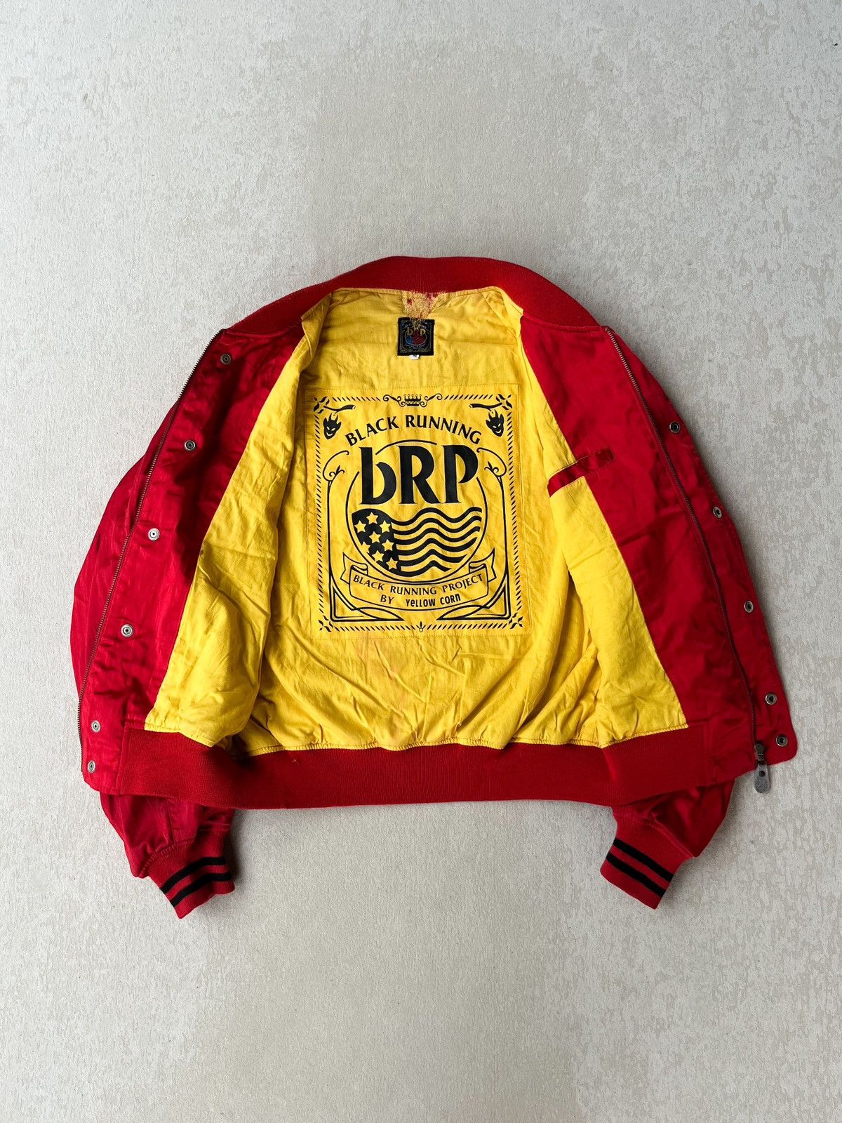 YELLOW CORN Vintage 00’s bRP “YELLOW CORN“ varsity bomber jacket Size US L / EU 52-54 / 3 - 4 Thumbnail