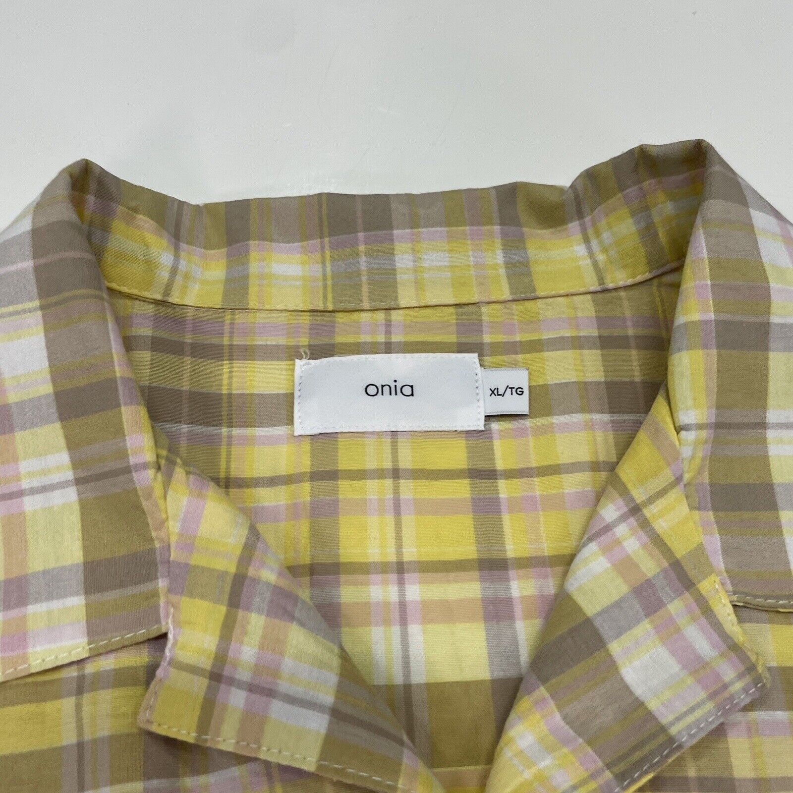 Onia Onia Mens Spring Shirt Yellow Brown Plaid Check Button XL Size US XL / EU 56 / 4 - 3 Thumbnail