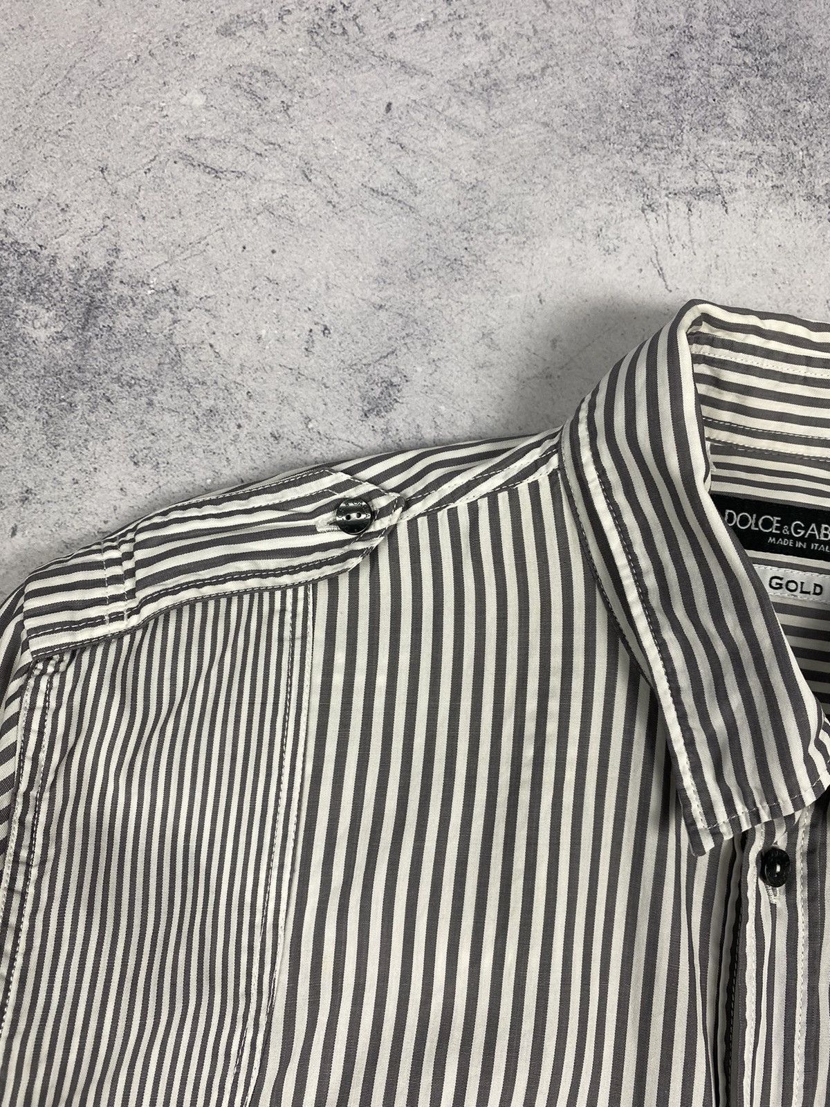 Dolce & Gabbana Dolce & Gabbana Gold Striped Button Up Long Sleeve Shirt Size US M / EU 48-50 / 2 - 9 Thumbnail